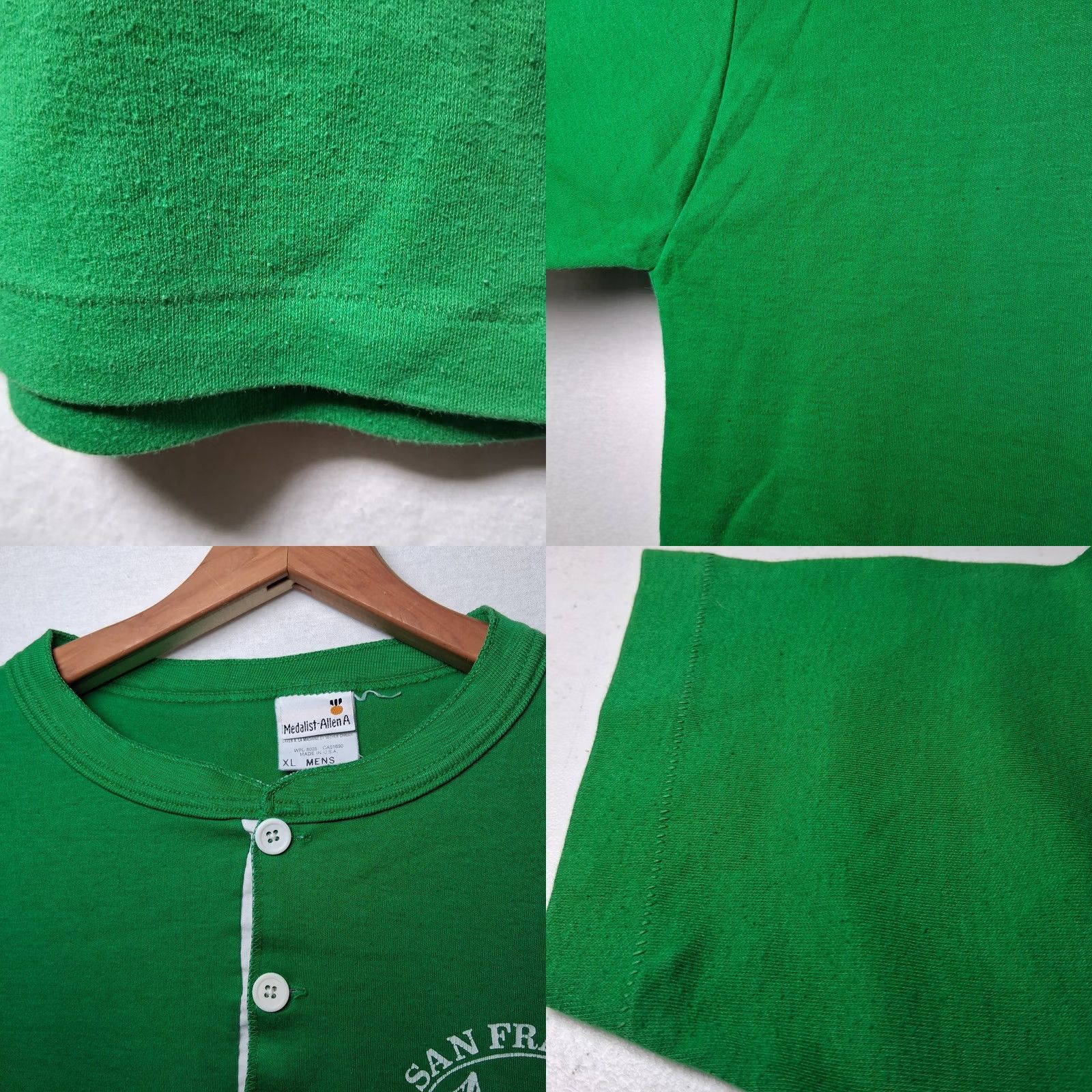 Vintage VINTAGE Medalist-Allen A San Francisco California Henley Shirt XL Slim Single Stitch Green Men Shirt Girls? Size US XL / EU 56 / 4 - 9 Thumbnail