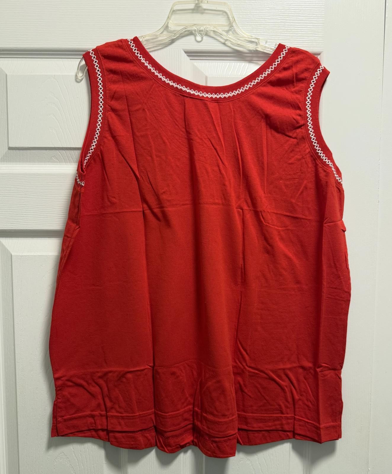 Designer Red Sleeveless Embroidered Tank – Cute & Comfy! Size M / US 6-8 / IT 42-44 - 4 Thumbnail