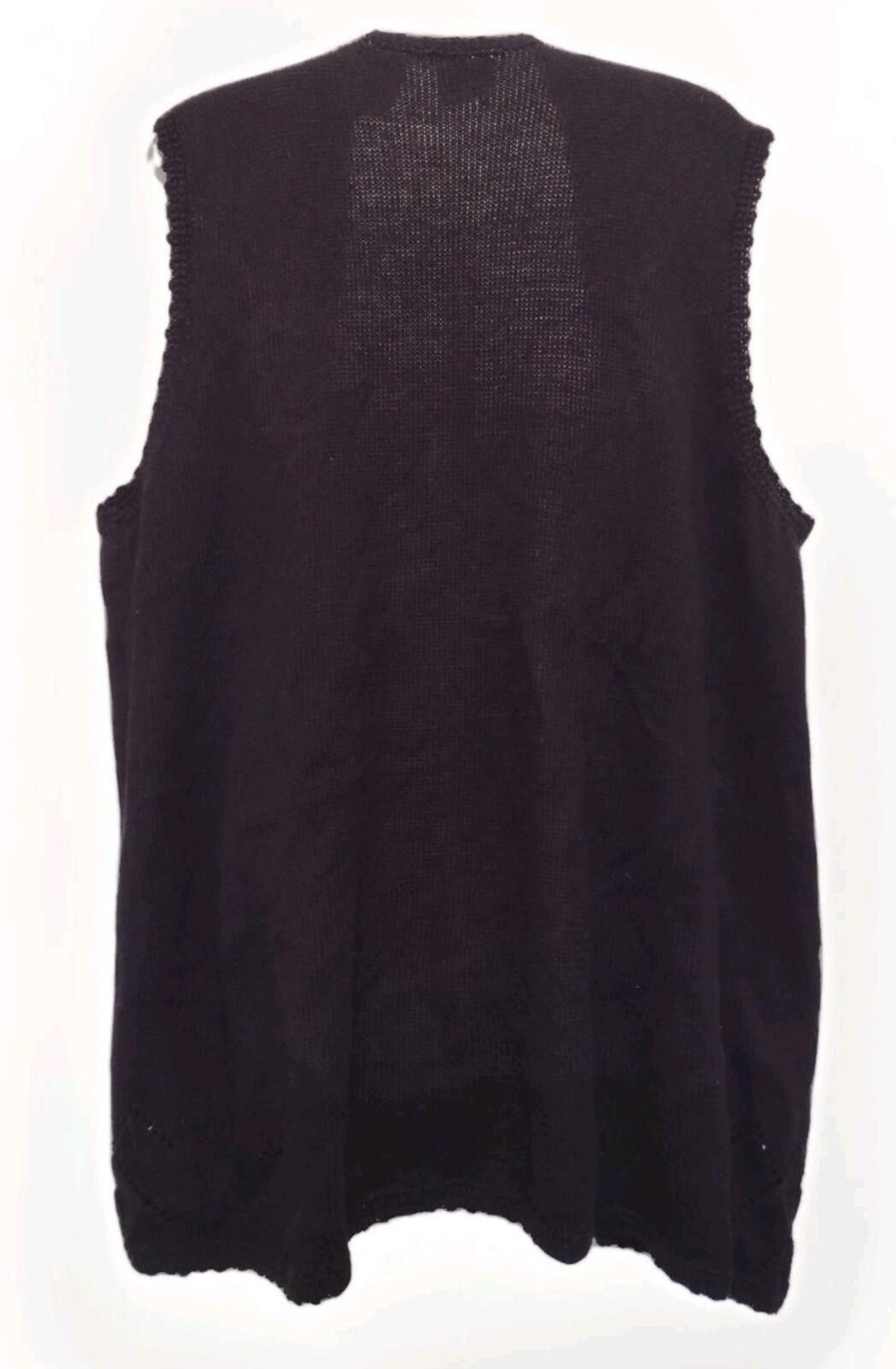 TWNTY-TWO VTG 90s XL Ramie Cotton Floral Embroidered Knit Vest Black Size XL / US 12-14 / IT 48-50 - 4 Thumbnail