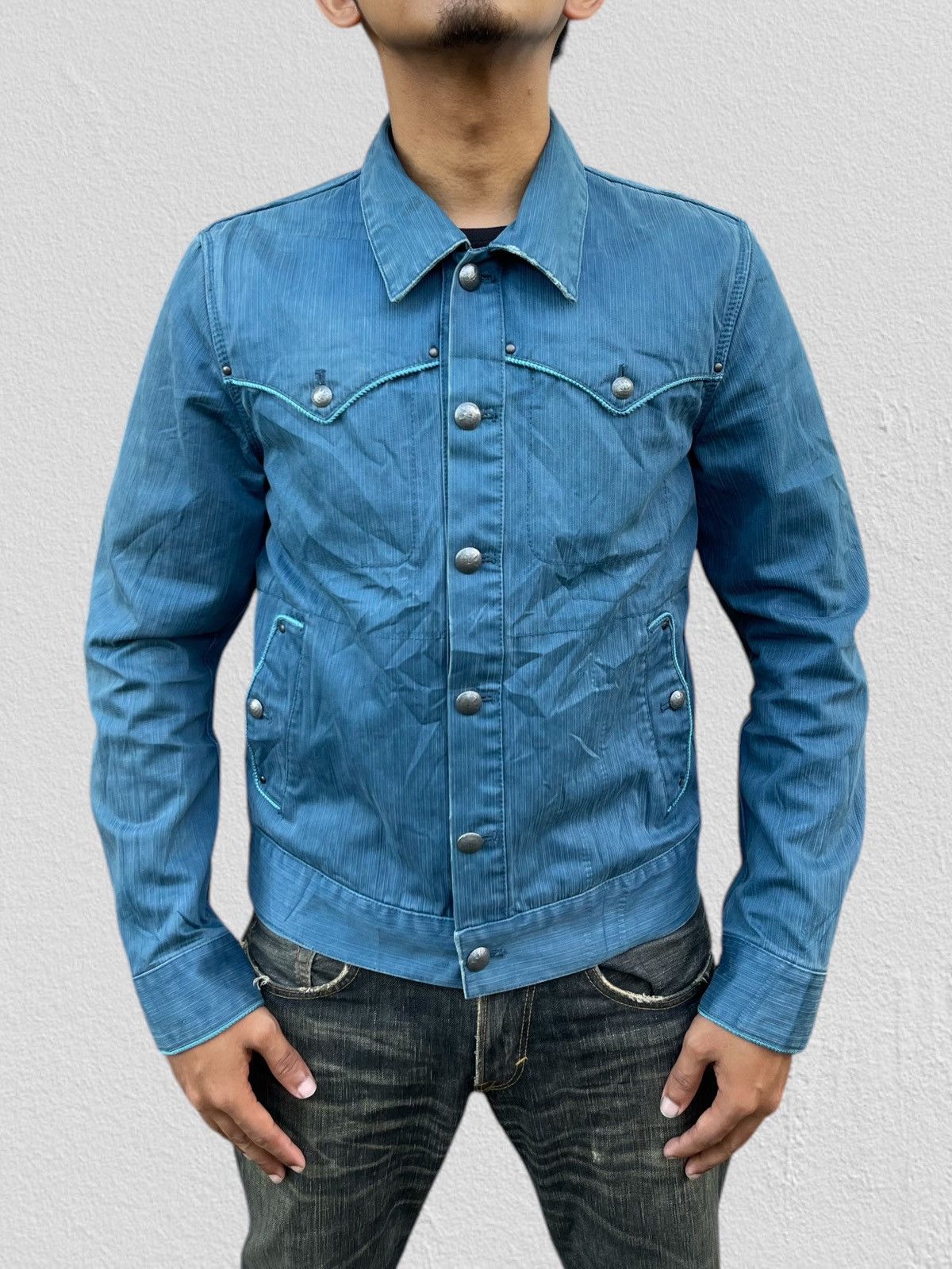Designer × Japanese Brand × Vintage 🔥Vintage Hiromichi Nakano Indigo Western Jacket Size US L / EU 52-54 / 3 - 2 Thumbnail