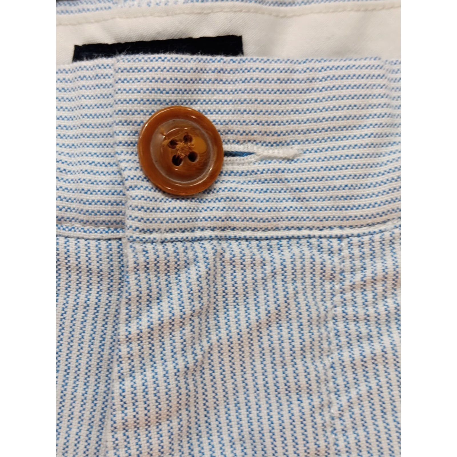 J.Crew J.CREW Chino Shorts Mens 36 Light Blue Nautical Stripes Sunwashed Oxford 9" Ins Size US 36 / EU 52 - 4 Thumbnail