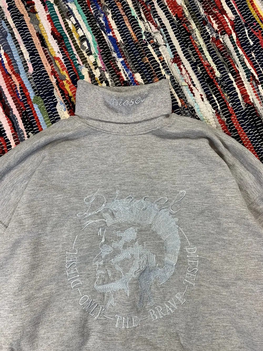 Diesel × Vintage Diesel Embroidered Turtleneck Sweatshirt Big Logo Size US L / EU 52-54 / 3 - 3 Thumbnail