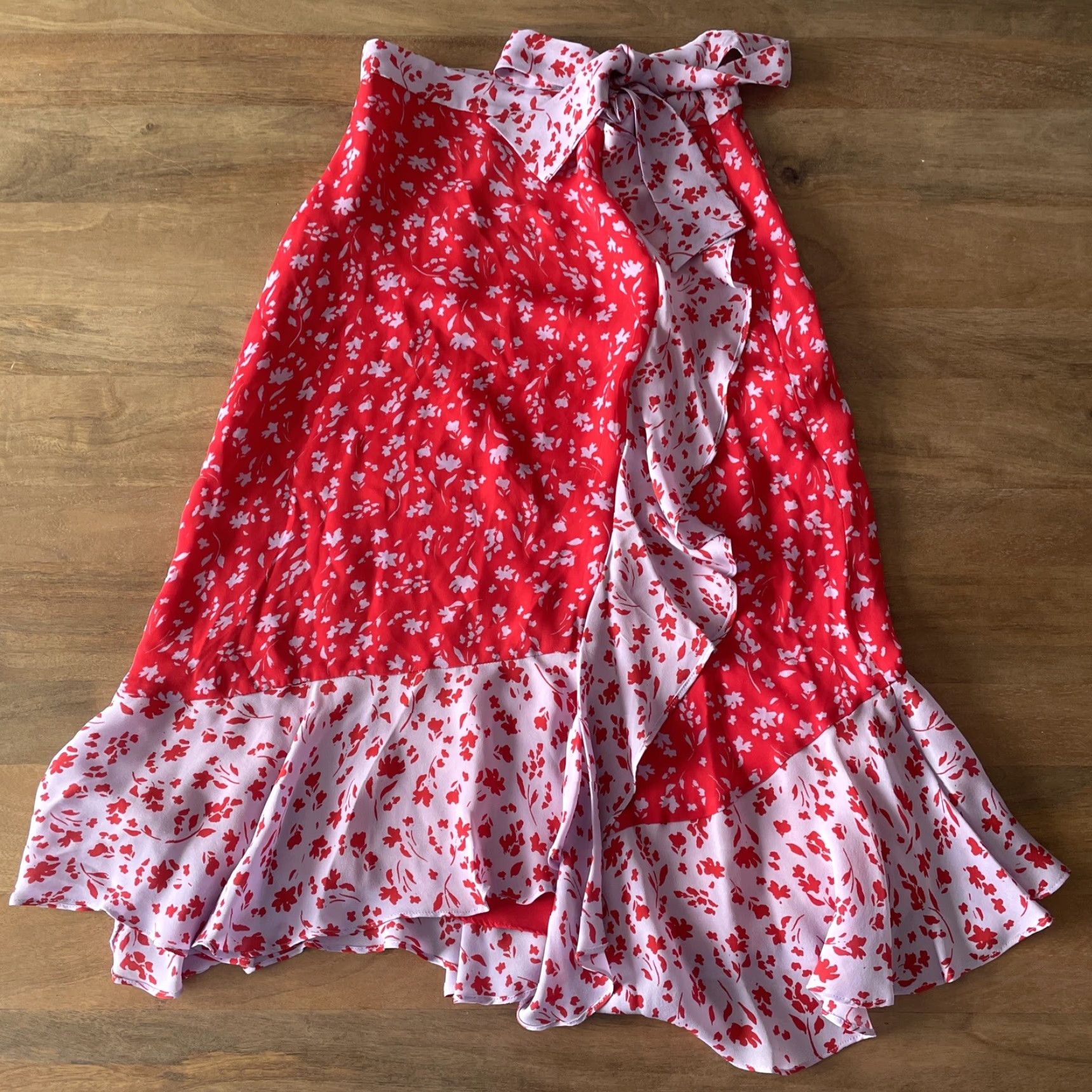 Parker Parker Skirt Midi Flowy Flared Silk Viscose Floral Multicolor 00 Womens Bow Ruffle Lined MINT Size 24" / US 00 / IT 34 - 2 Thumbnail