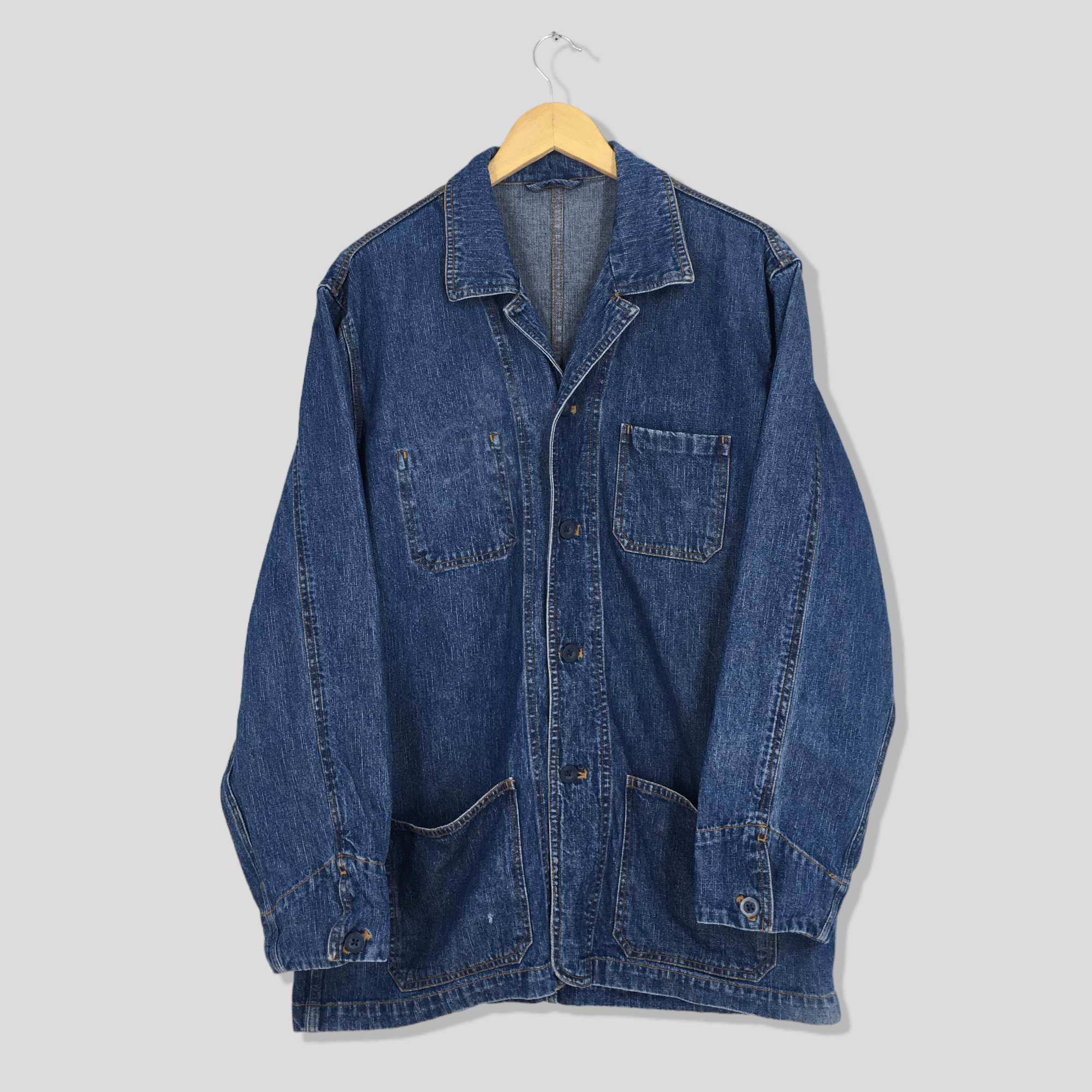 Vintage Vintage 80s Denim Worker Jacket Large Workwear Frenchwork Size US L / EU 52-54 / 3 - 1 Thumbnail