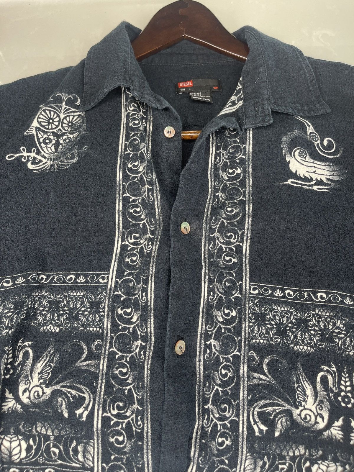 Diesel Diesel Black and White Patterned Men's Shirt Size US L / EU 52-54 / 3 - 4 Thumbnail