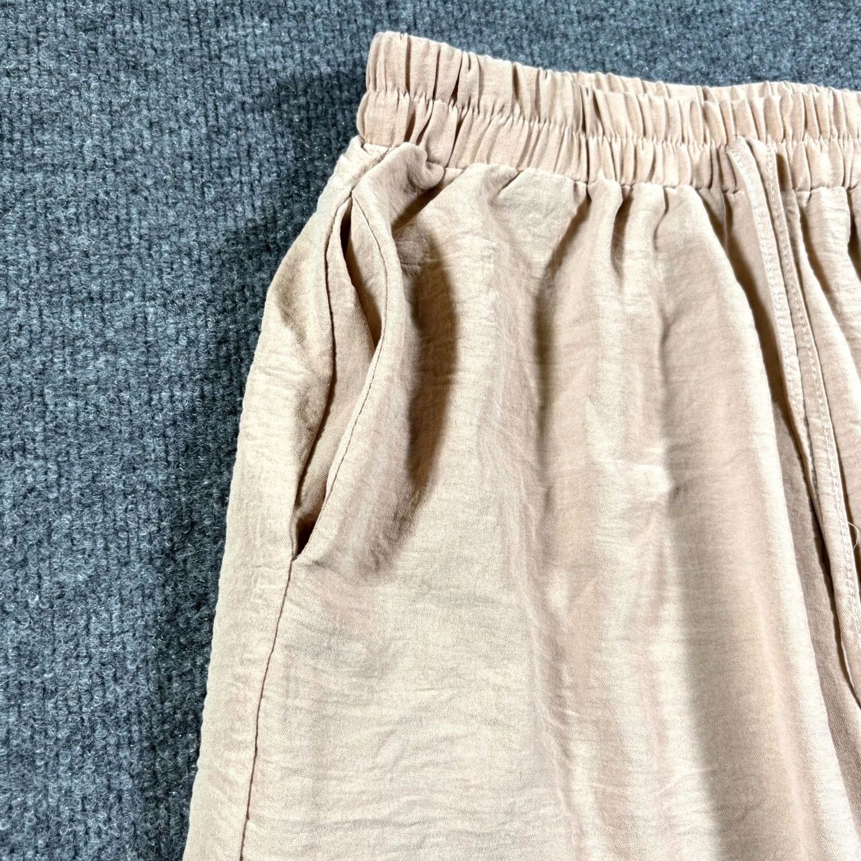 Vintage Palazzo Pant Women's S Beige Drawstring Casual Slash Pockets Whiskered Outdoor Size 28" / US 6 / IT 42 - 2 Thumbnail