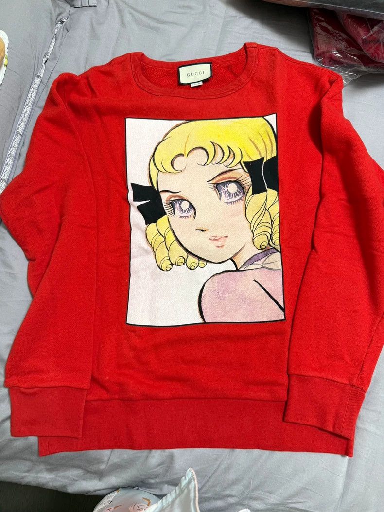 Gucci Gucci Authentic big-eyed beautiful girl big red sweatshirt Size US L / EU 52-54 / 3 - 1 Thumbnail