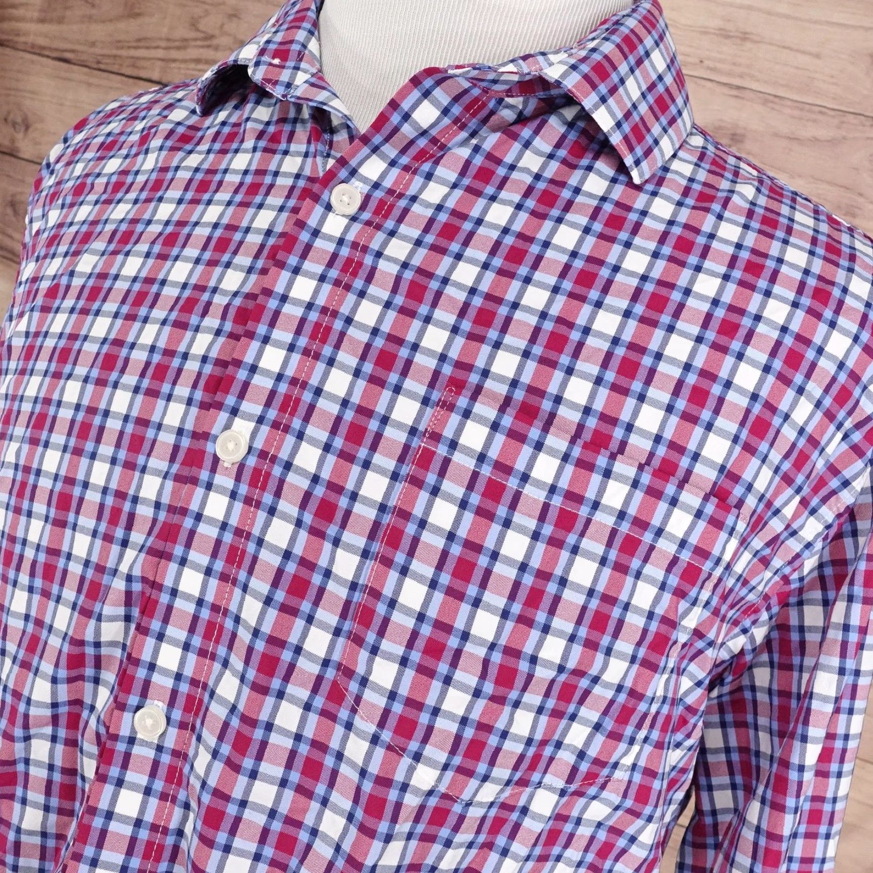 Vintage Kirkland Signature Shirt Mens XL Red Blue Plaid Performance Sport Stretch Shirt Size US XL / EU 56 / 4 - 2 Thumbnail