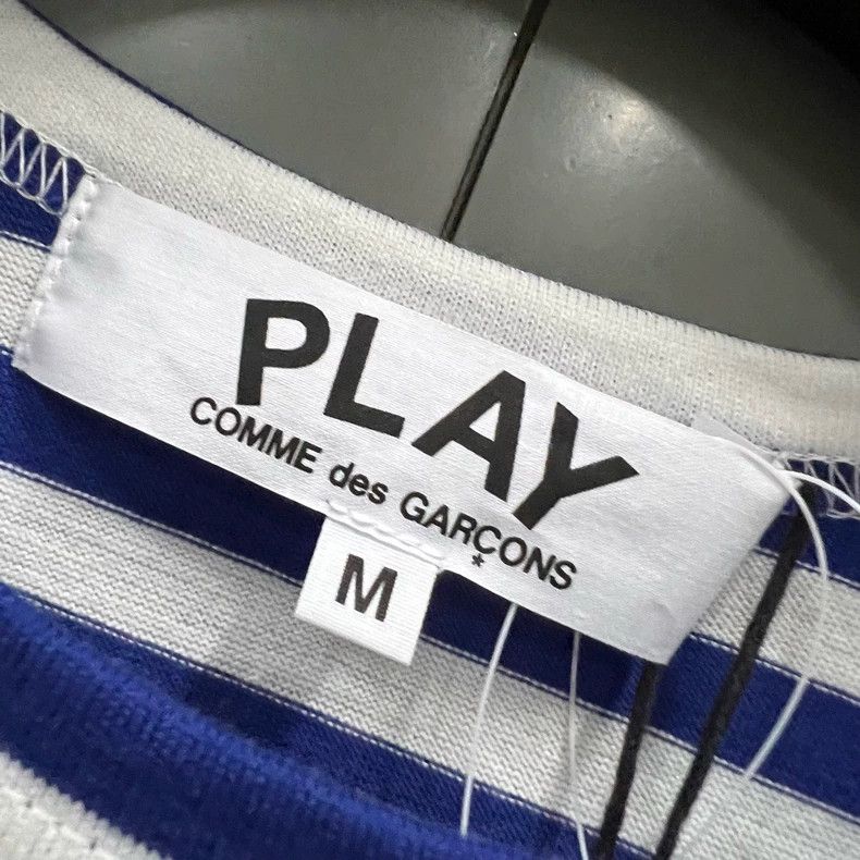 Comme des Garcons Comme Des Garcons Blue and White Stripe Love Embroidery Lo Size L / US 10 / IT 46 - 4 Thumbnail