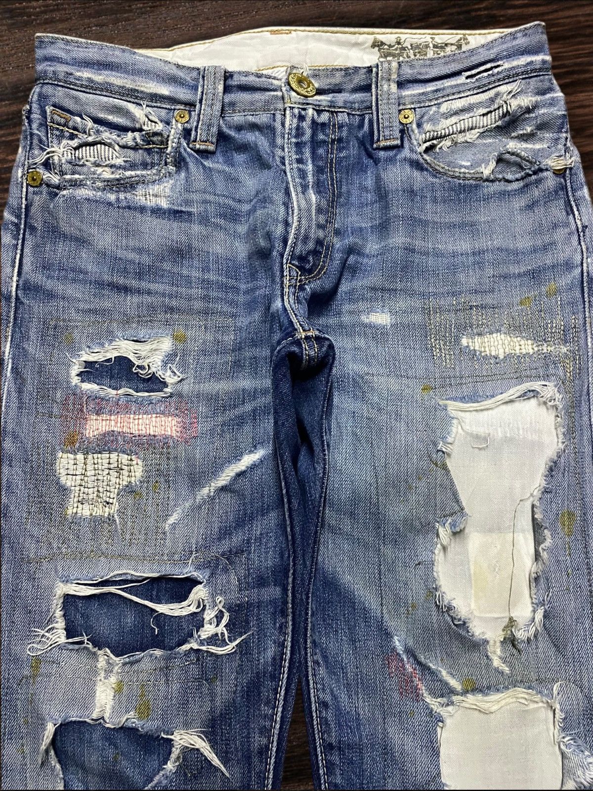 Levi's Vintage Levis 505 Ripped Patches Slim Straight Jeans Size US 30 / EU 46 - 3 Thumbnail