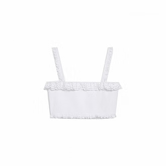Celine o1bcso1str0924 Smocked Crop Top In Cotton Batiste in White Size XS / US 0-2 / IT 36-38 - 1 Preview
