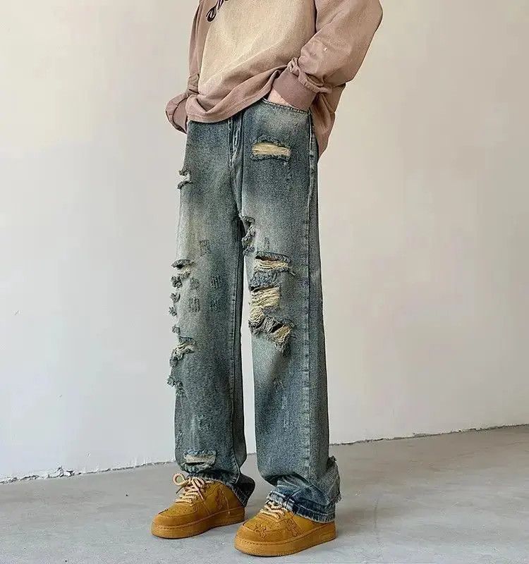 Japanese Brand Retro loose distressed washed jeans Size US 30 / EU 46 - 4 Thumbnail