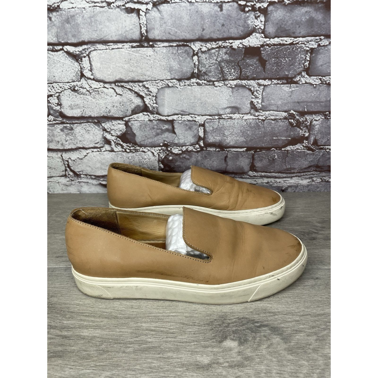 Nisolo Nisolo Vibram Tan Brown Leather Slip On Sneakers Shoes Women Size US 10 / IT 40 - 24 Thumbnail