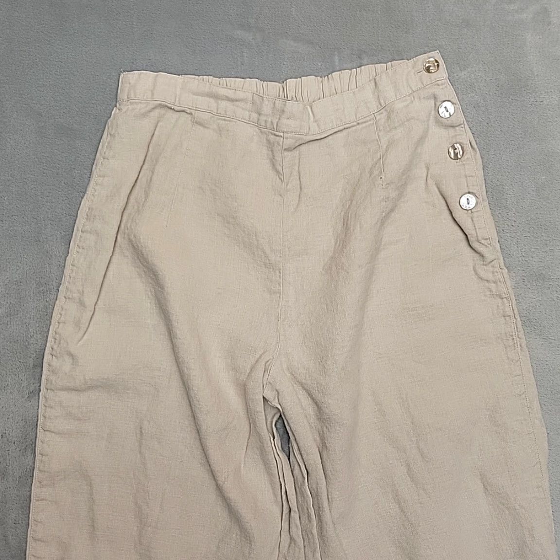 Vintage Two Star Dog Pants Women S Beige Hemp Side Button Coastal Casual Summer Comfort Size 28" / US 6 / IT 42 - 3 Thumbnail