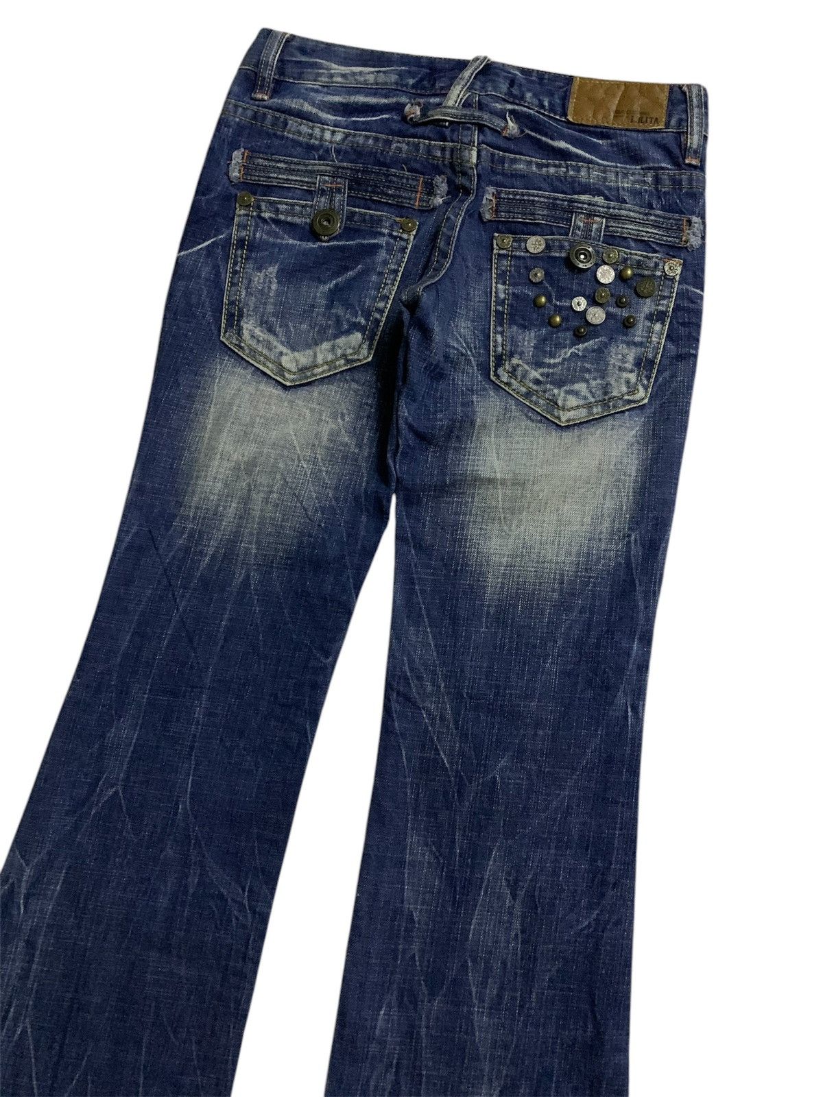 If Six Was Nine × Japanese Brand × Tornado Mart Vtg Japanese Brand Flare Lolita by Concert Clum Studs Denim Size 29" - 3 Thumbnail