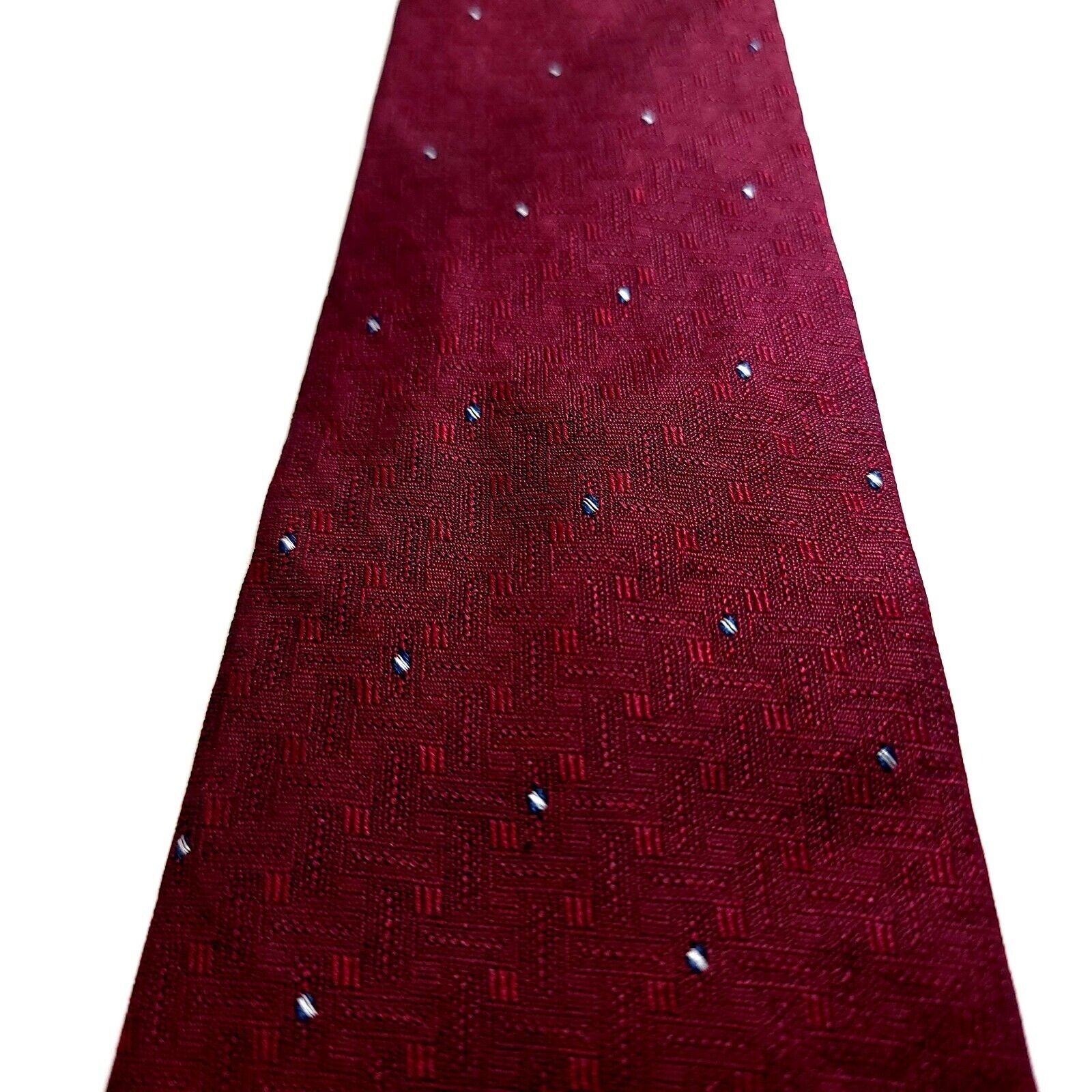 Pierre Cardin Pierre Cardin Red Woven Geometric Silk Tie Size ONE SIZE - 2 Thumbnail