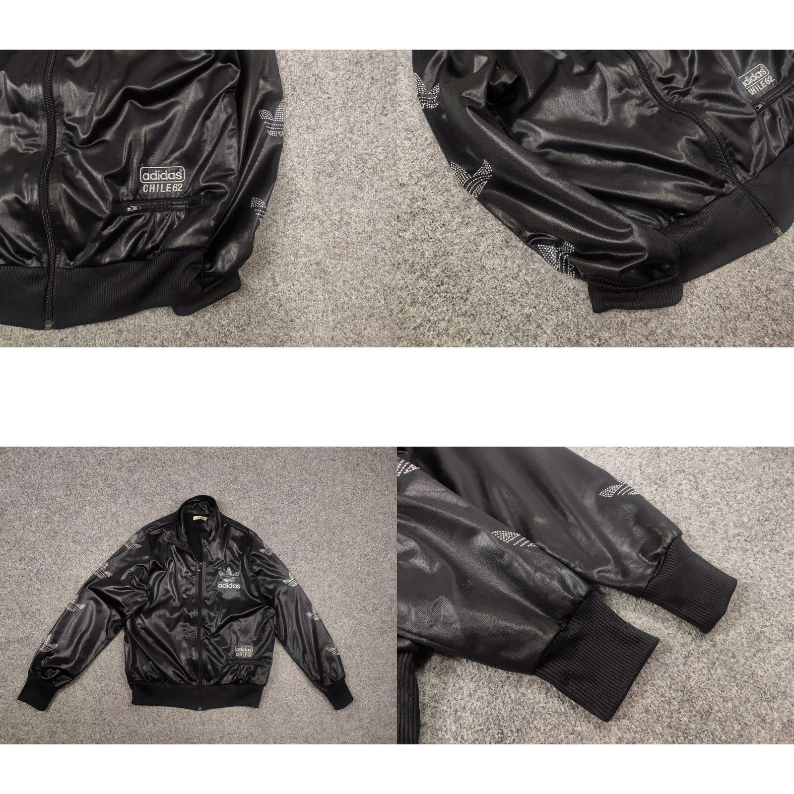 Adidas VINTAGE Adidas Originals Chile 62 Track Top Zip Jacket Black Waxed Style Women M Black 90s Track Top Logo Size M / US 6-8 / IT 42-44 - 8 Thumbnail