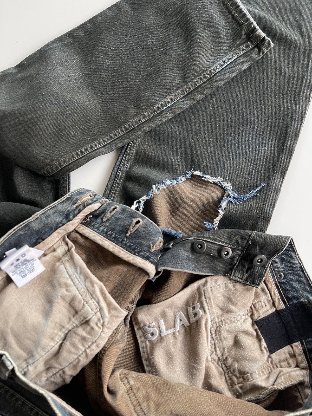 Rick Owens SLAB WFO2010 Distressed Waxed Denim Size US 31 - 7 Thumbnail
