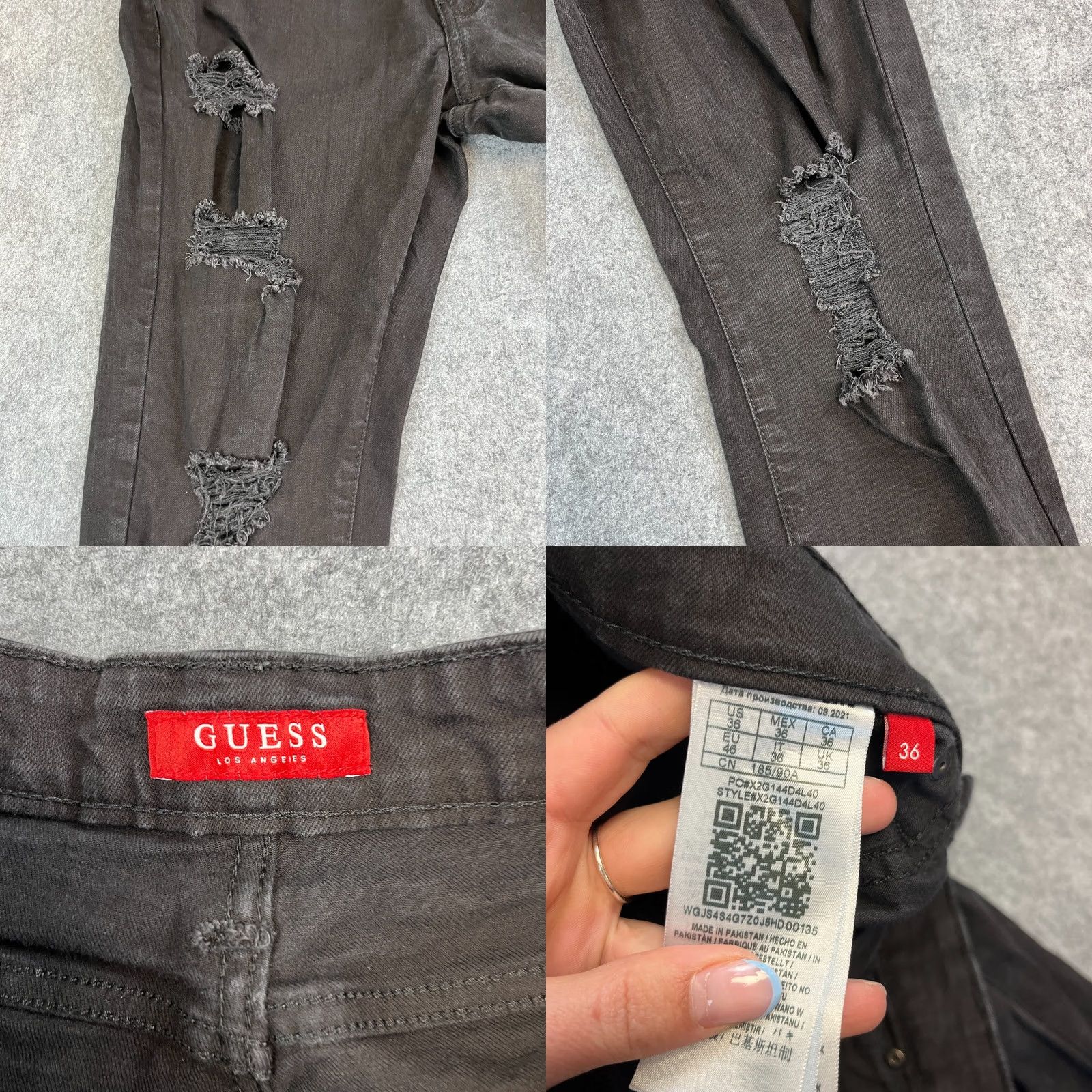Guess GUESS Jeans Slim Tapered 36 Dark Black Distressed Stretch Denim Mens 5-Pocket Size US 36 / EU 52 - 8 Thumbnail