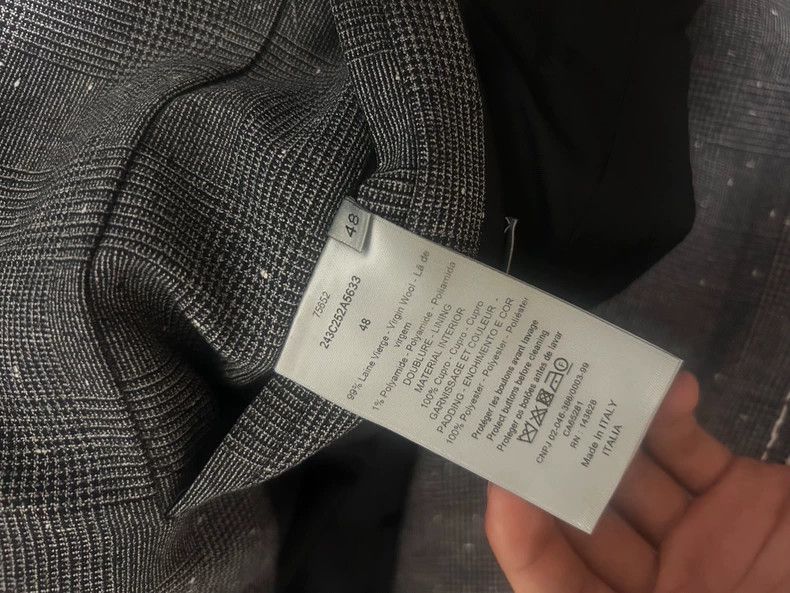 Dior Dior 2022FW Grey Wool Plaid Glitter Gypsophila blazer 2505- Size 48R - 7 Thumbnail