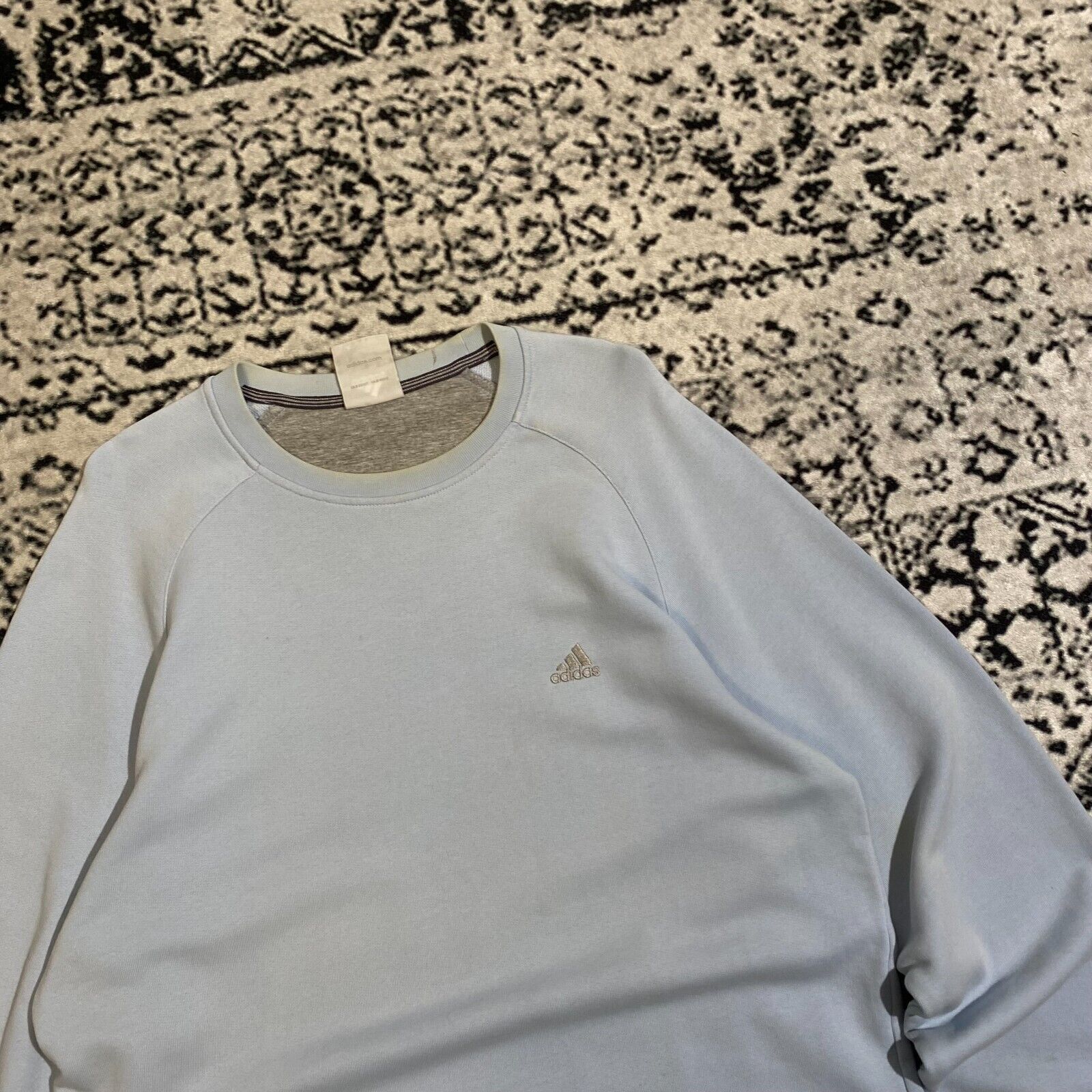 Adidas × Vintage Adidas Baby Blue Cotton Crewneck Size L 90s Faded Washed Size US L / EU 52-54 / 3 - 5 Thumbnail