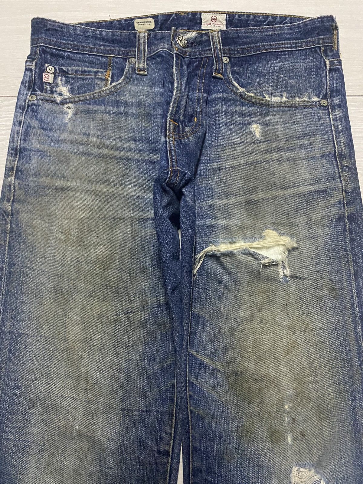 AG Adriano Goldschmied Vintage Adriano Ag Grunge Distresse Straight Jeans Size US 30 / EU 46 - 3 Thumbnail
