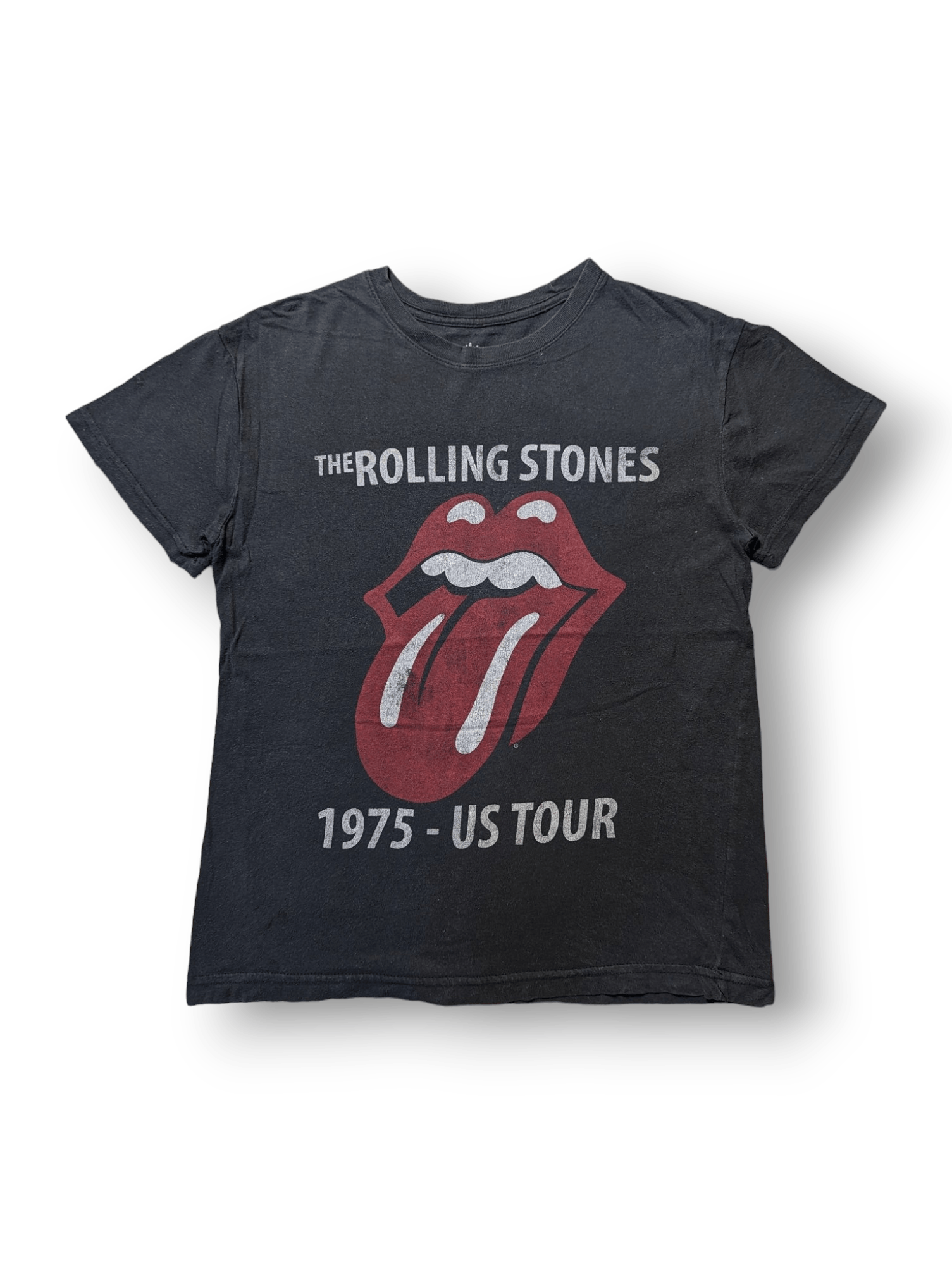 image of Band Tees The Rolling Stones 1975 Us Tour Tees in Faded Black, Women's (Size Small)