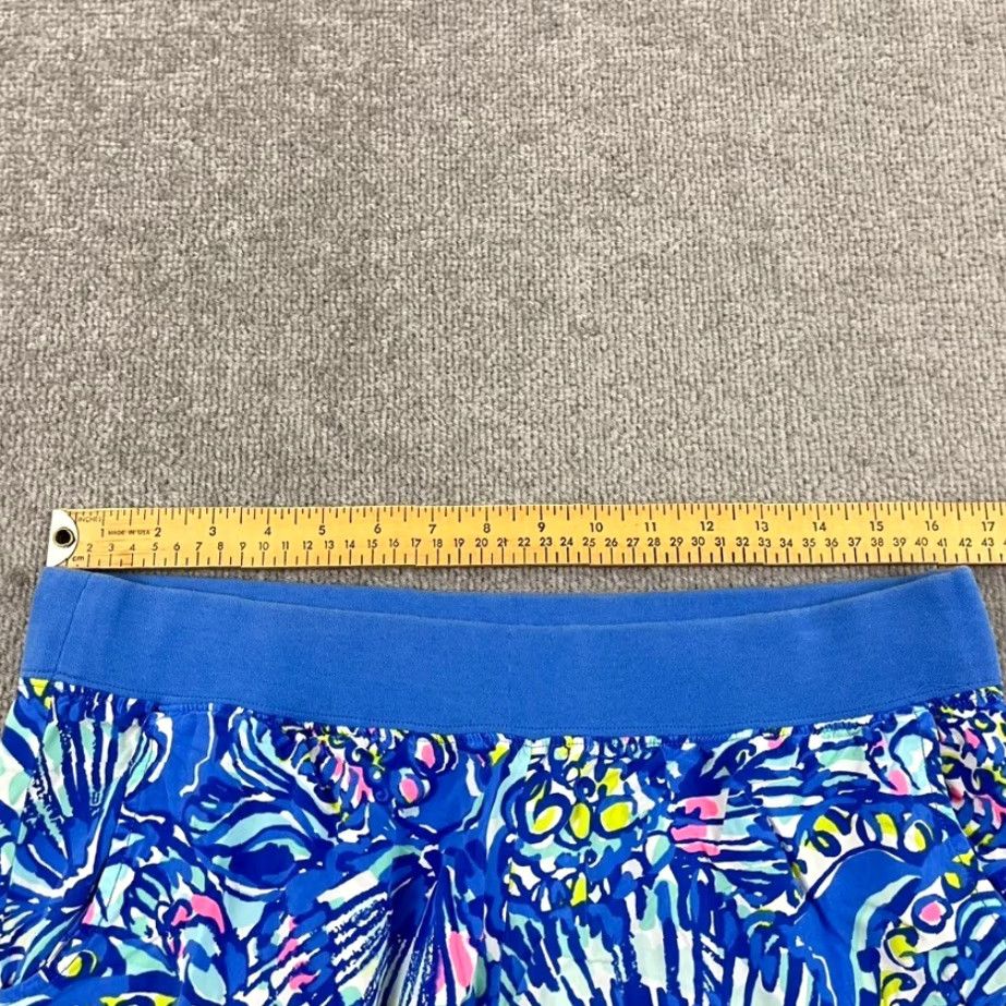 Lilly Pulitzer Lilly Pulitzer Women's Palazzos Pants Medium Blue Tropical Floral Stretch Summer Casual Size 32" / US 10 / IT 46 - 4 Thumbnail