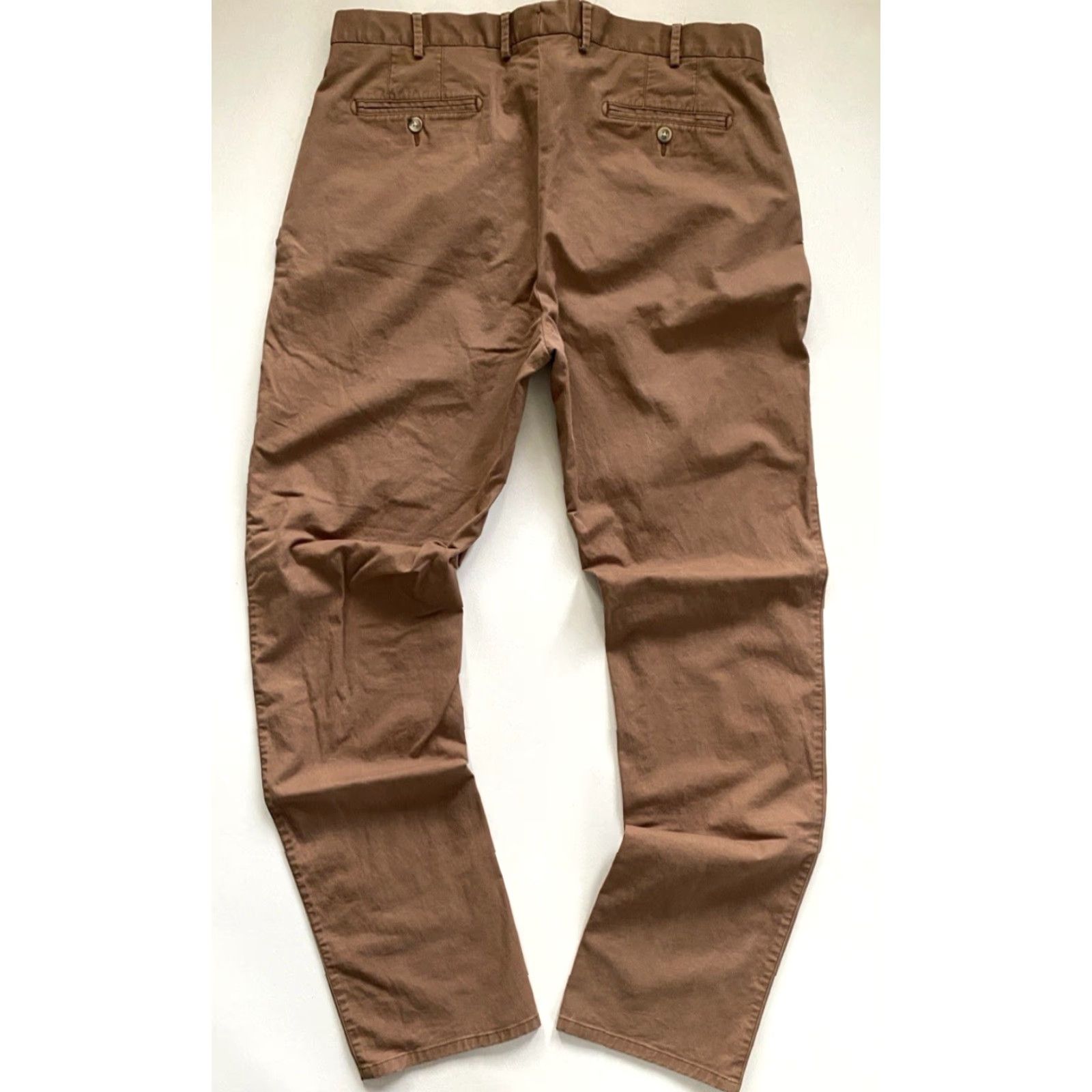 Peter Millar Peter Millar Men’s Flat Front Pants Twill 38x35 Brown Cotton Blend Regular Straight Chino N/A Size US 38 / EU 54 - 2 Thumbnail