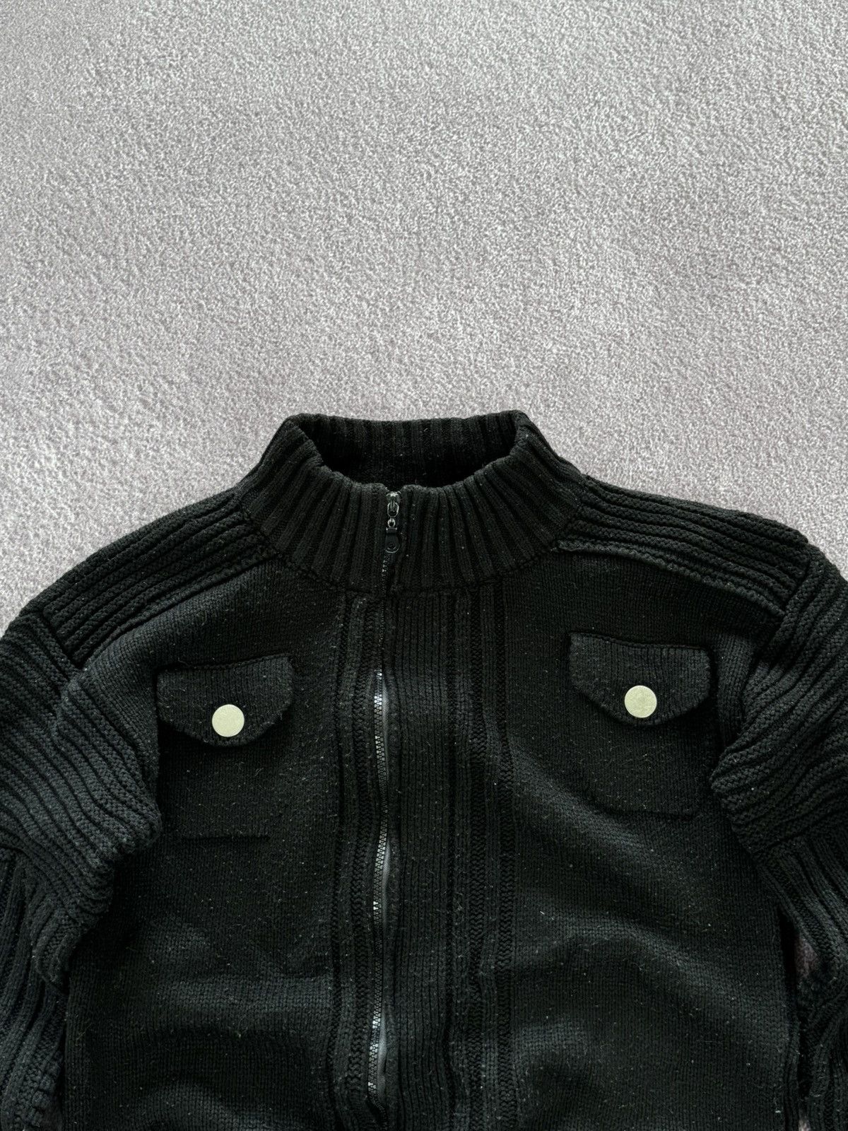 Japanese Brand 00’s Aesthetic Y2K Asymmetrical Zip Ribbed Sweater Size L / US 10 / IT 46 - 2 Thumbnail