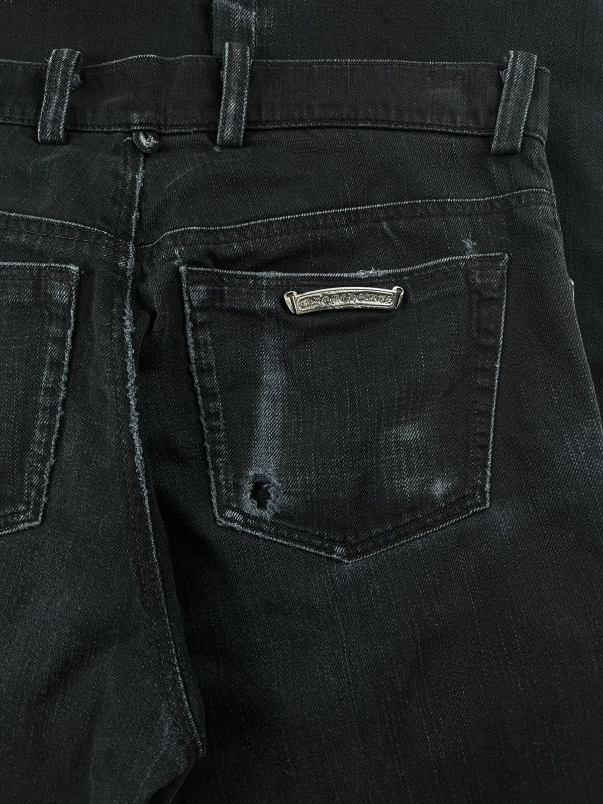 Chrome Hearts Chrome Hearts Thrashed Fleur Knee Bootcut Faded Denim Jeans Size US 30 / EU 46 - 8 Thumbnail