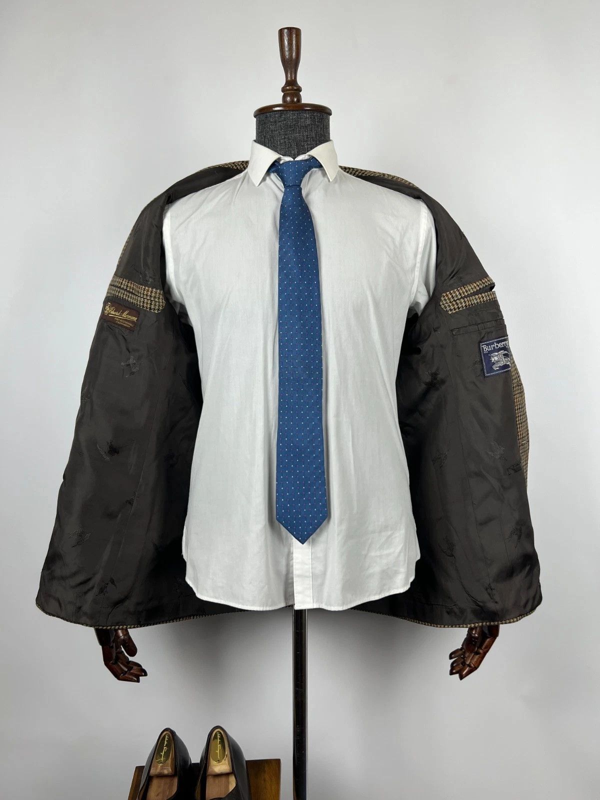 Burberry Burberrys Multicolor Houndstooth Wool Cashmere Blazer Jacket Size 46R - 9 Thumbnail