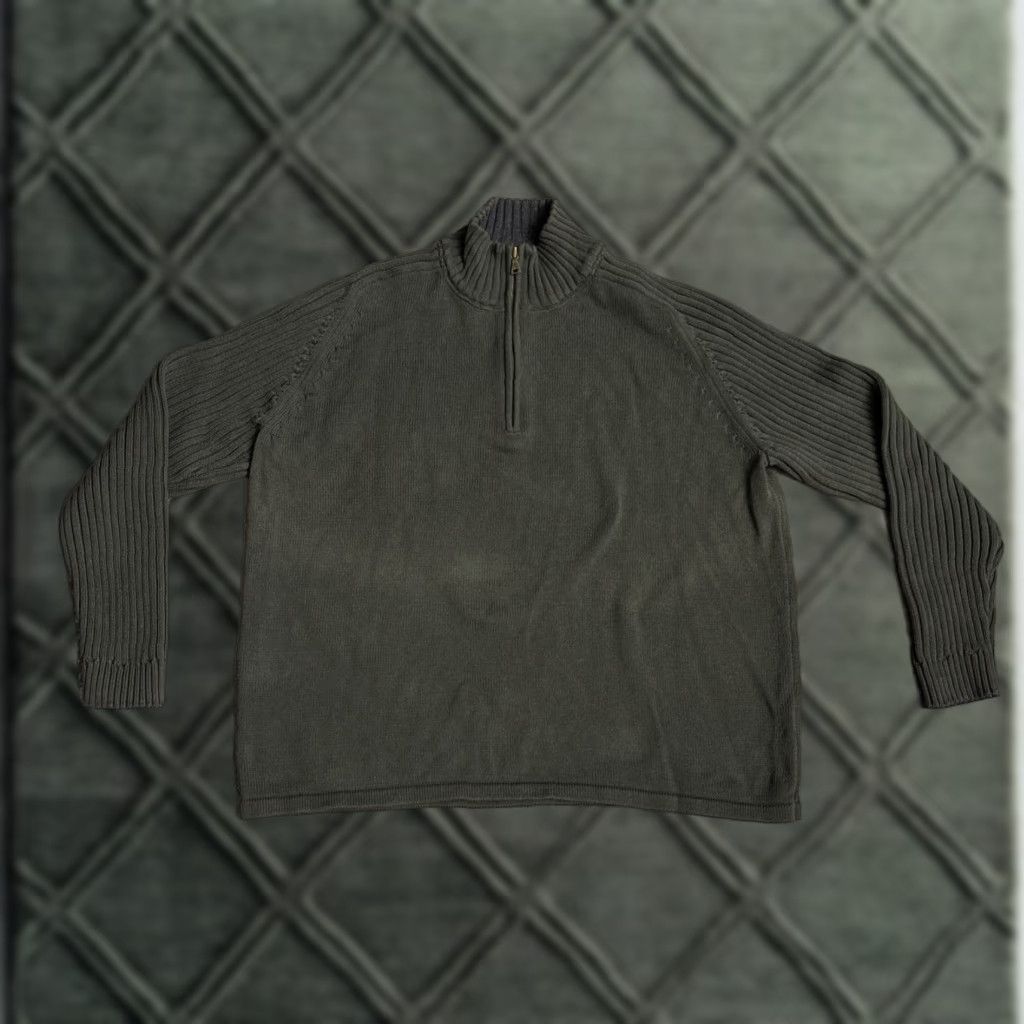 Vintage St. Johns Bay 1/4 Zip Sweater Green Pullover Cotton Mens XL Mock Neck 2244 Size US XL / EU 56 / 4 - 1 Thumbnail