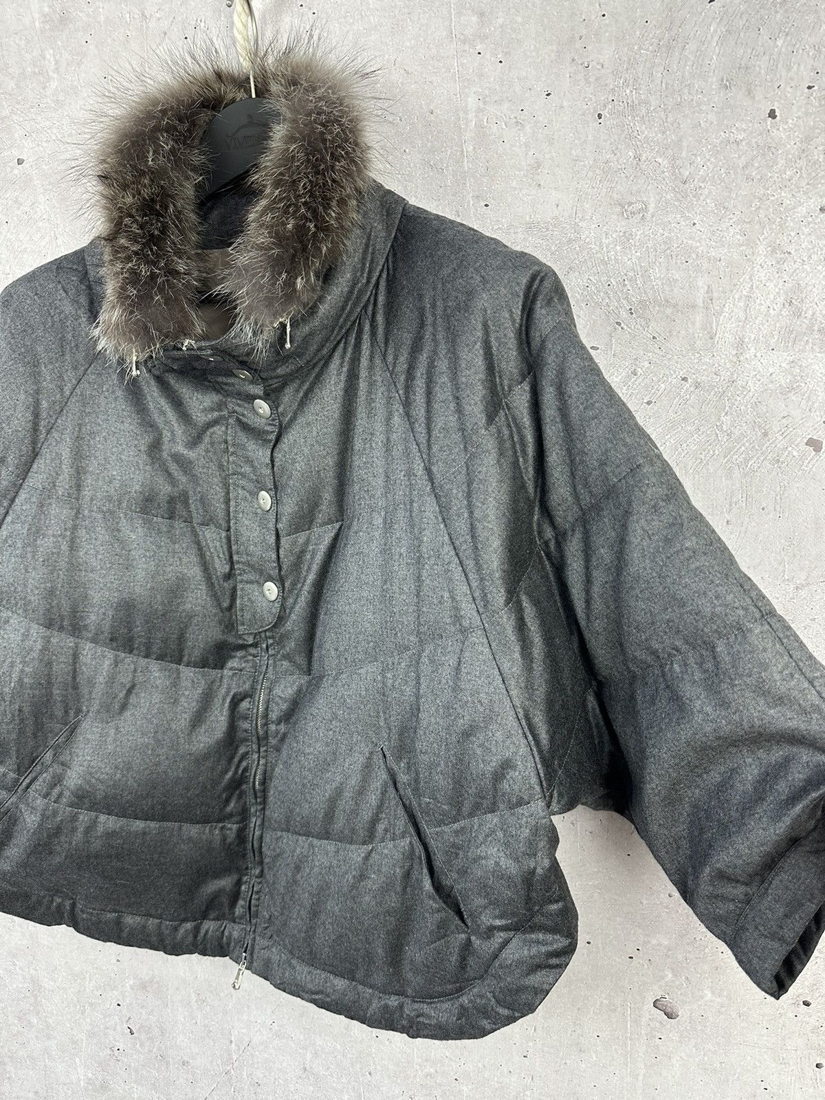 Brunello Cucinelli Brunello Cucinelli Wool Cashmere Blend Puffer Poncho Jacket Size XL / US 12-14 / IT 48-50 - 6 Thumbnail