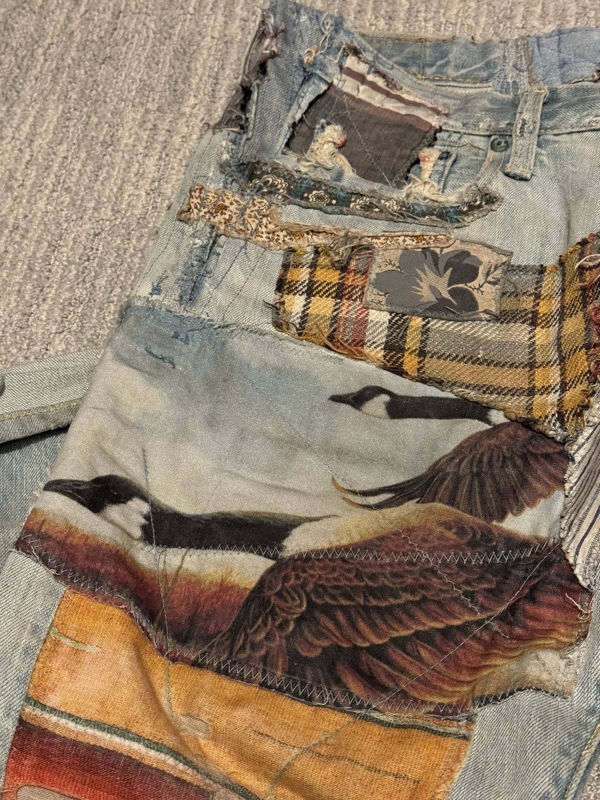 Kapital KAPITAL "Happy Patchwork Tapered" Denim Size US 30 / EU 46 - 18 Thumbnail