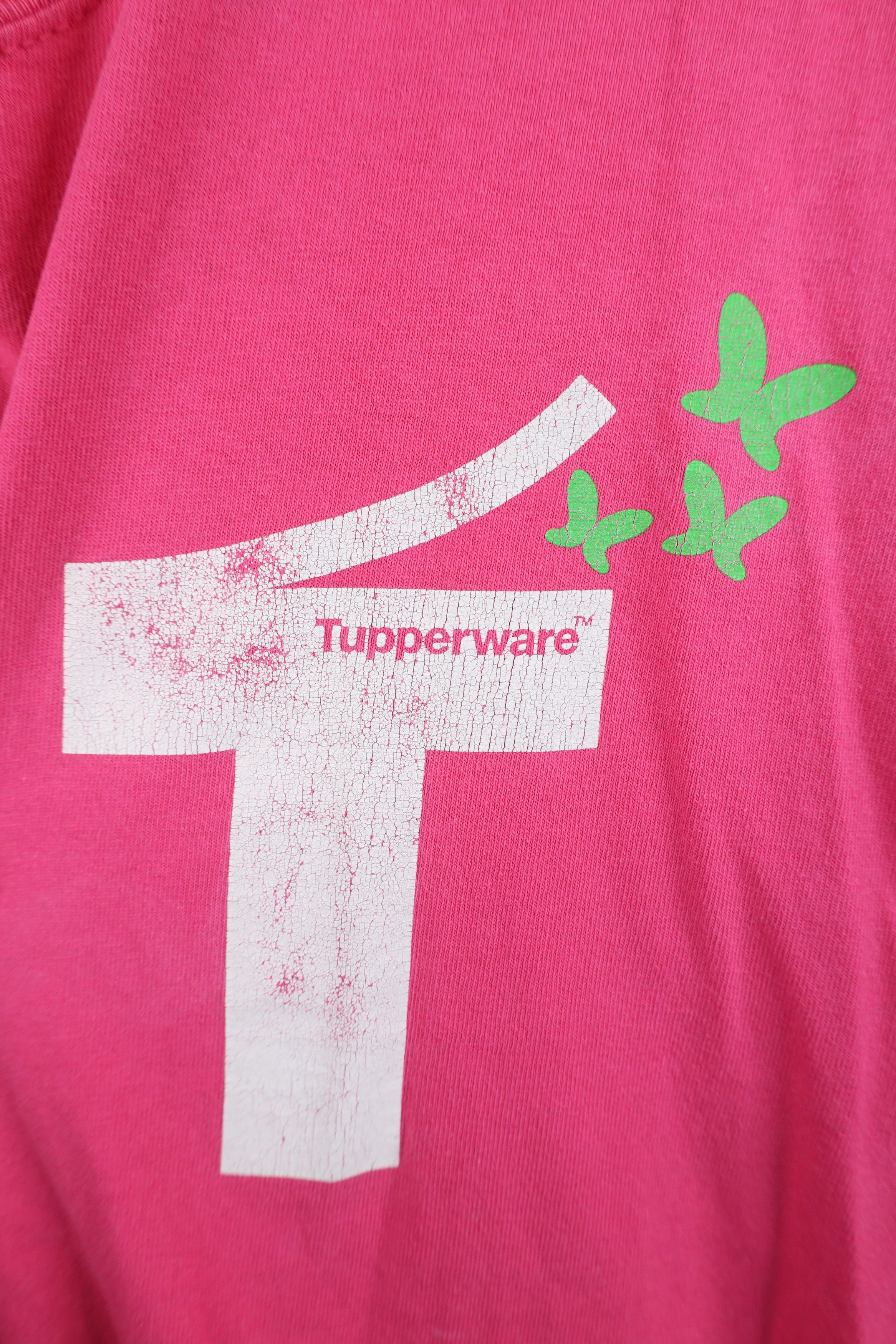 Vintage Vintage 90s Y2K Tupperware Butterfly T-Shirt Pink Cotton Size XXL / US 16-18 / IT 52-54 - 4 Thumbnail