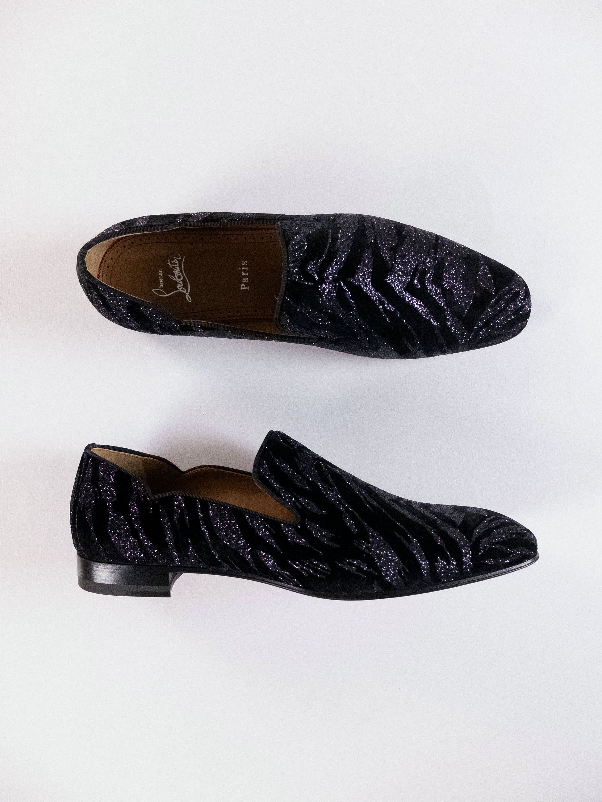 Christian Louboutin CHRISTIAN LOUBOUTIN Dandy Chick black velvet loafers glitter Size US 9 / EU 42 - 2 Thumbnail