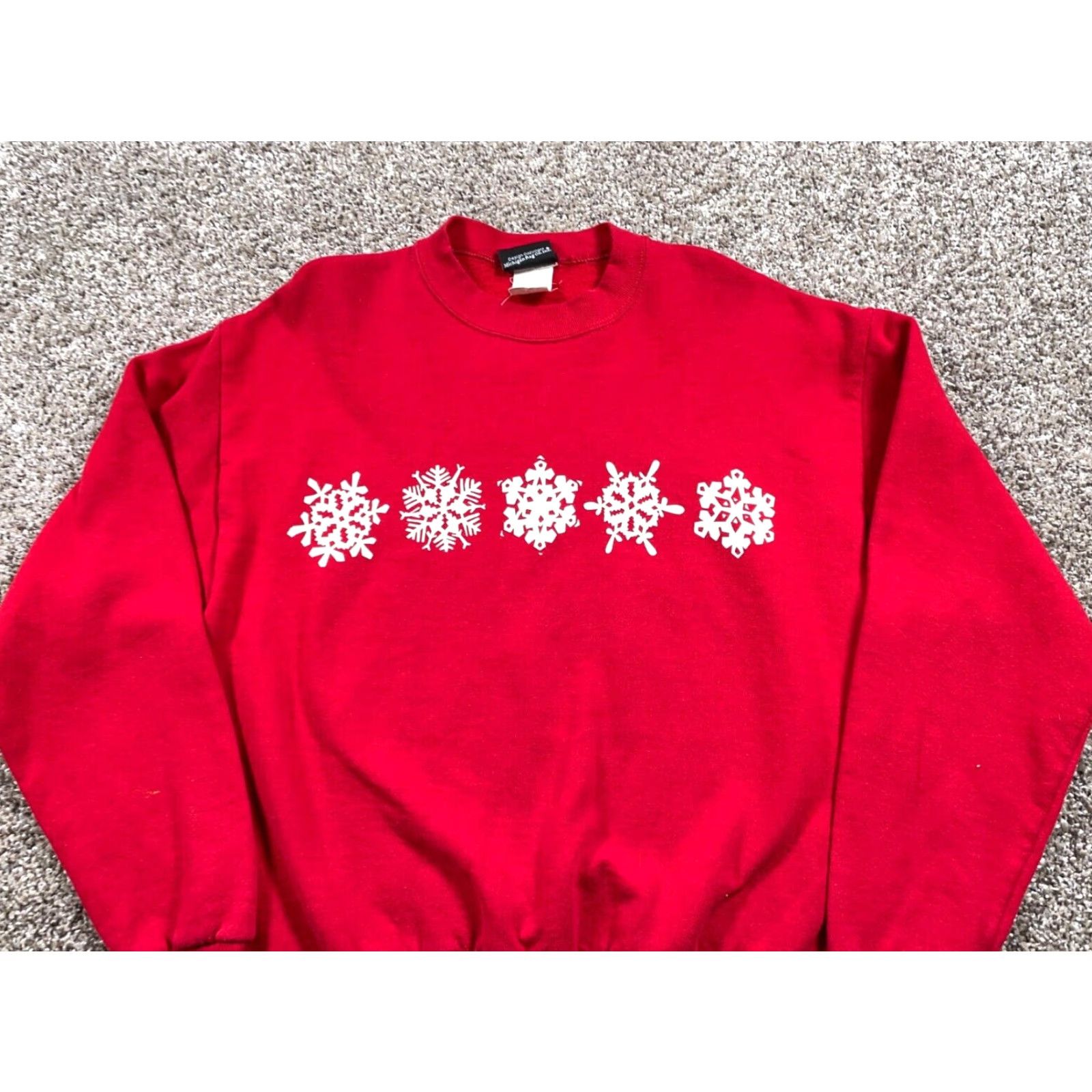 Vintage VINTAGE Michigan Rag Co. Snowflake Sweatshirt Adult Medium Red Christmas Holiday Festive Size M / US 6-8 / IT 42-44 - 4 Thumbnail