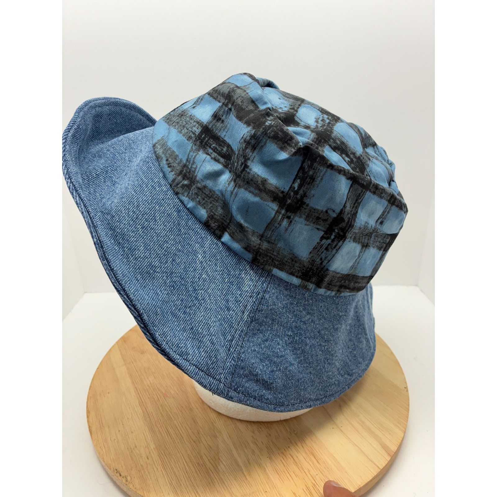 Other The Blueprint — Upcycled Denim & Abstract Plaid Floppy Sun Size ONE SIZE - 3 Thumbnail