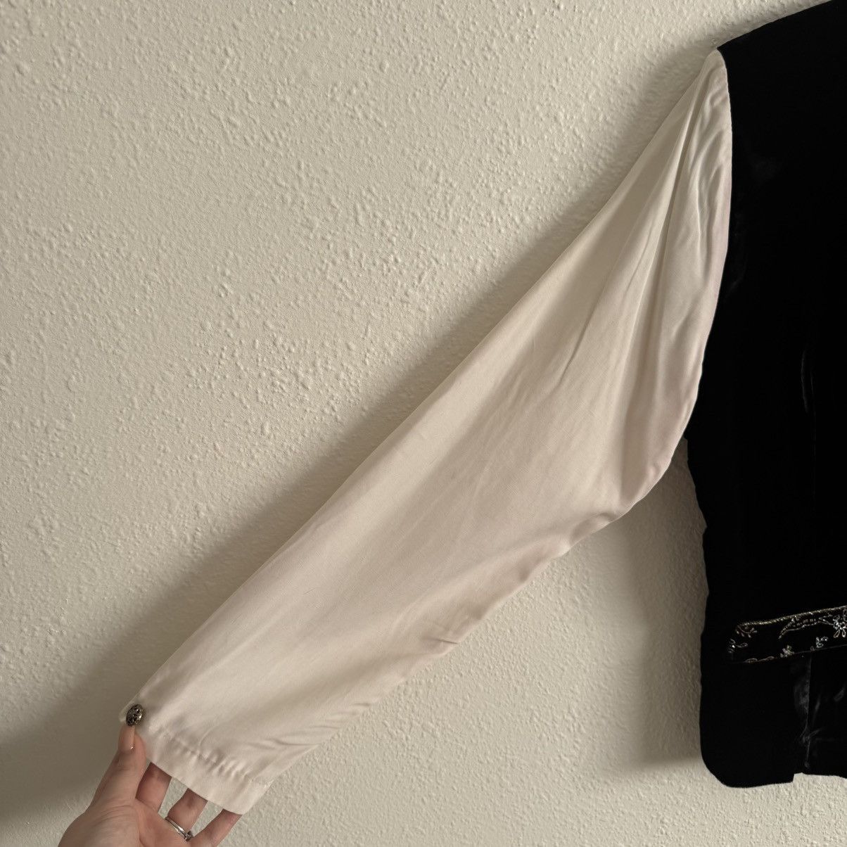 Vintage TRÈS PAQUETTE Vintage Black White Velvet Button Up Blouse Size M / US 6-8 / IT 42-44 - 7 Thumbnail