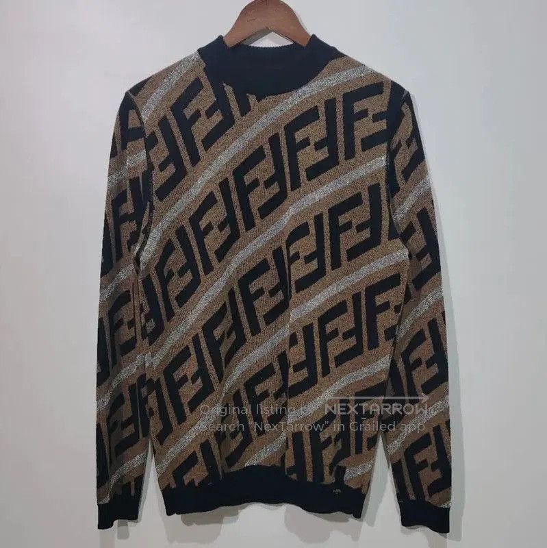 Fendi Fendi Brown Wool Women’s Knit Sweater . Size XL / US 12-14 / IT 48-50 - 1 Thumbnail