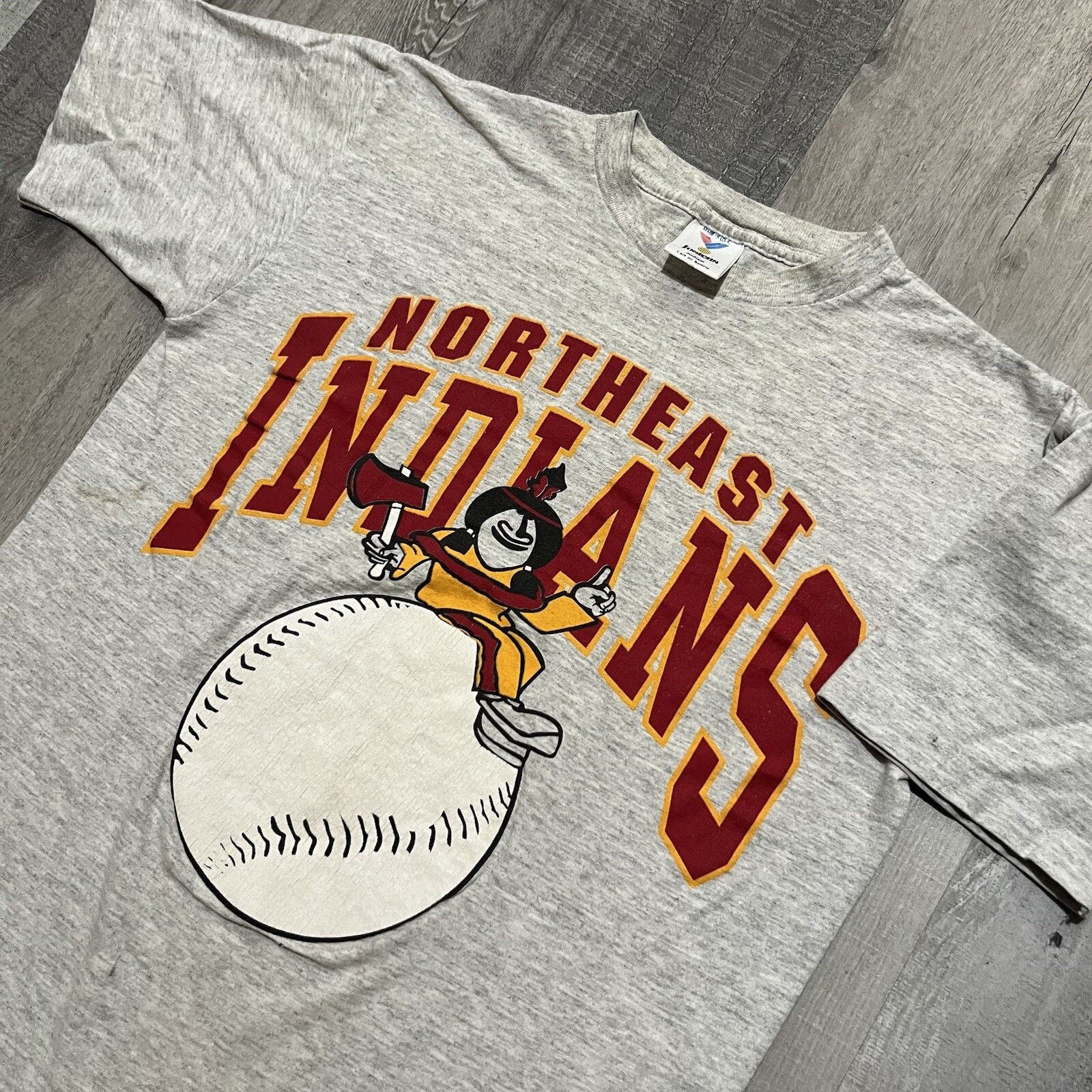 Vintage VTG Northeast Indians Baseball T Shirt 1990s Grey Athletic Size US M / EU 48-50 / 2 - 2 Thumbnail
