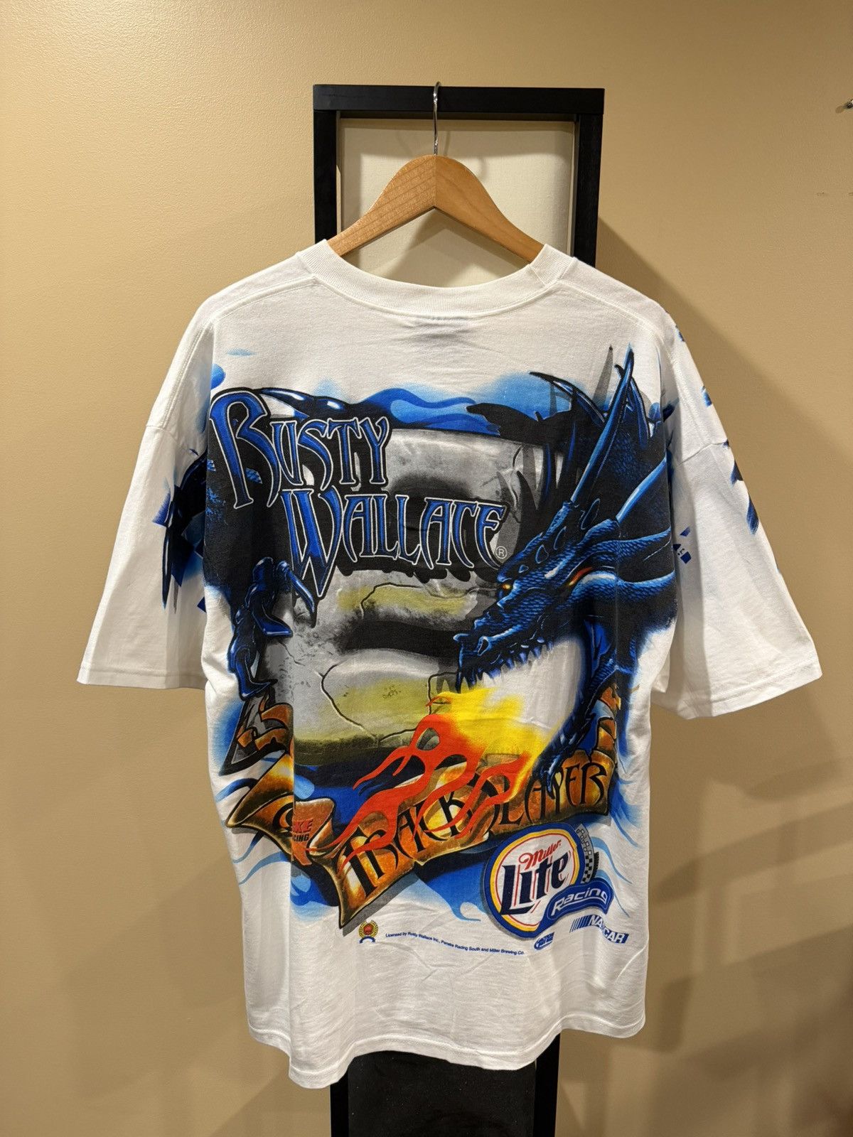Vintage NASCAR Vintage Rusty Wallace Track Slayer White/Blue Tee Size US L / EU 52-54 / 3 - 2 Thumbnail