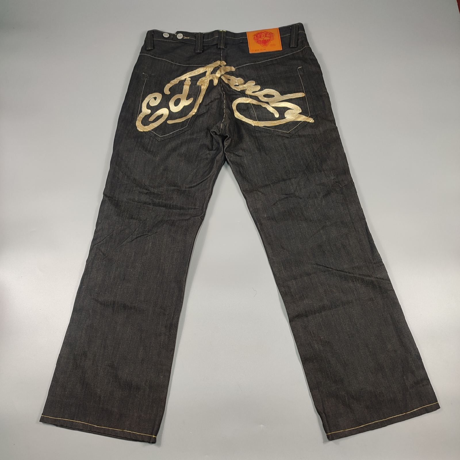image of Christian Audigier x Ed Hardy Big Logo Pants in Denim, Men's (Size 38)