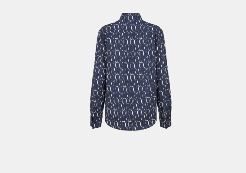 Dior o1w1db11225 451B28 Blouse in Navy Blue/White Size L / US 10 / IT 46 - 2 Thumbnail