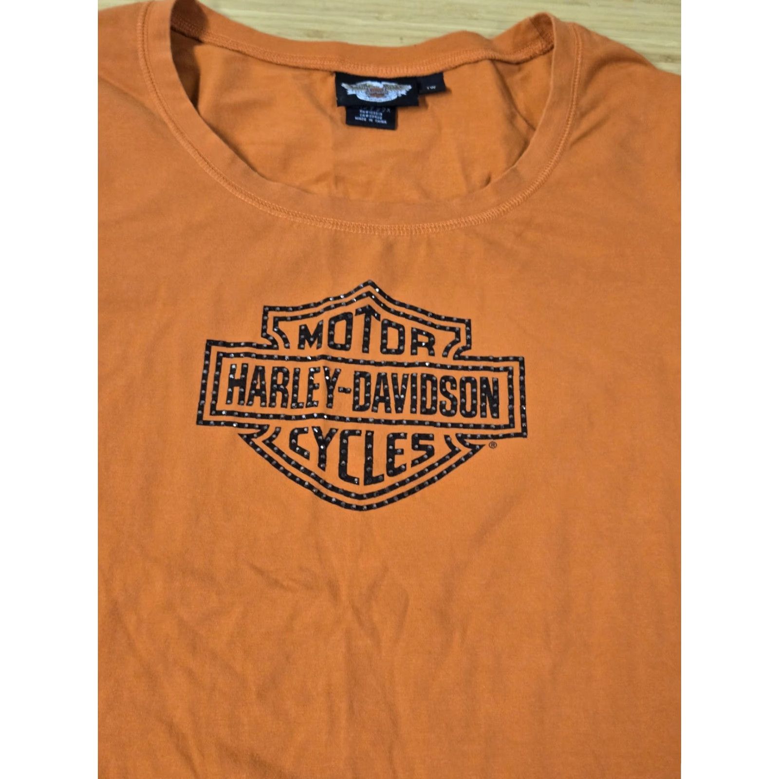 Harley Davidson VINTAGE Harley-Davidson Shirt Womens 1W Orange Long Sleeve Bar & Shield Logo Motorcycle Size XL / US 12-14 / IT 48-50 - 2 Thumbnail