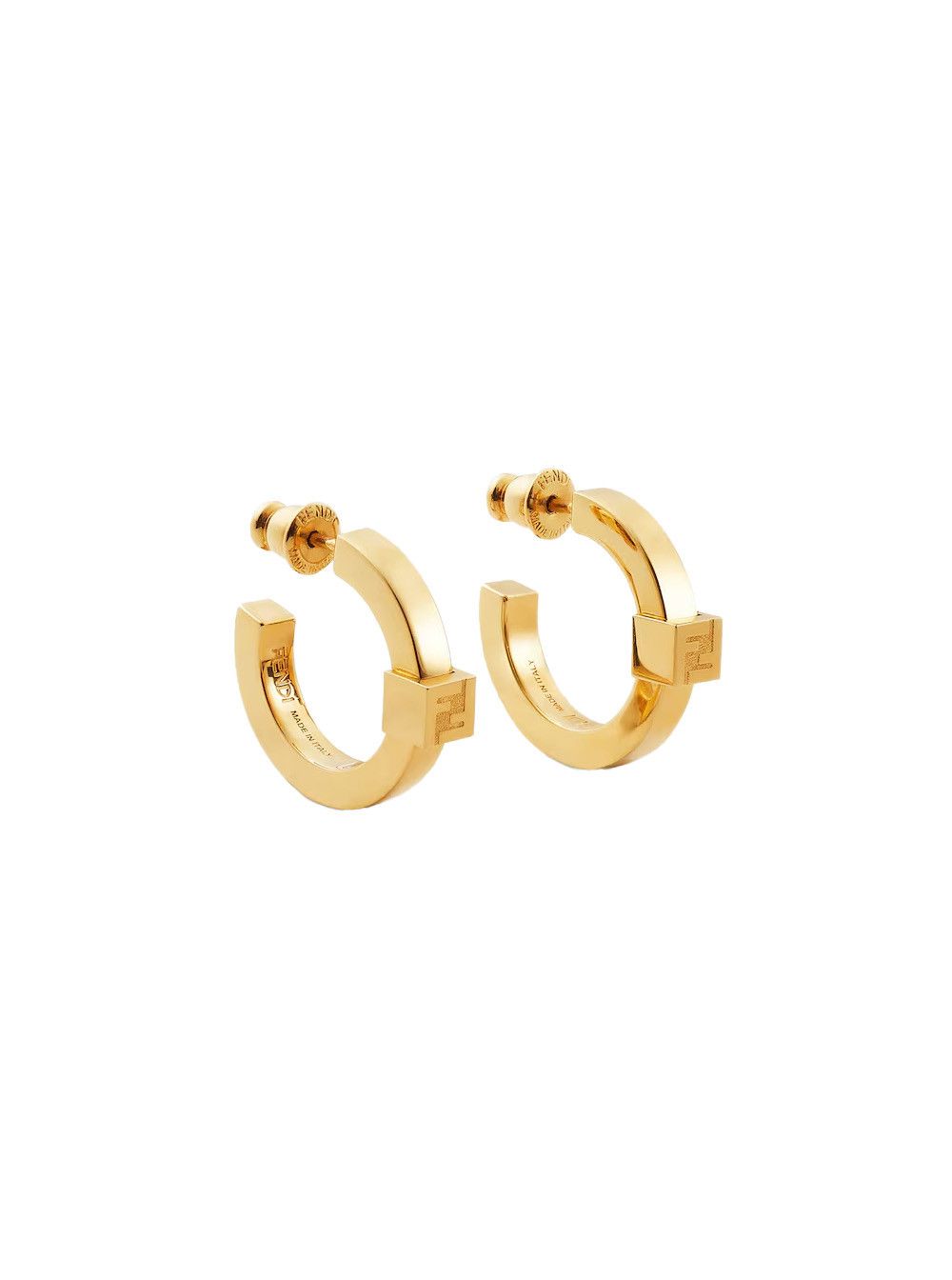 Fendi Gold Color Logo Plate Hoop Earrings for Women Size ONE SIZE - 1 Thumbnail