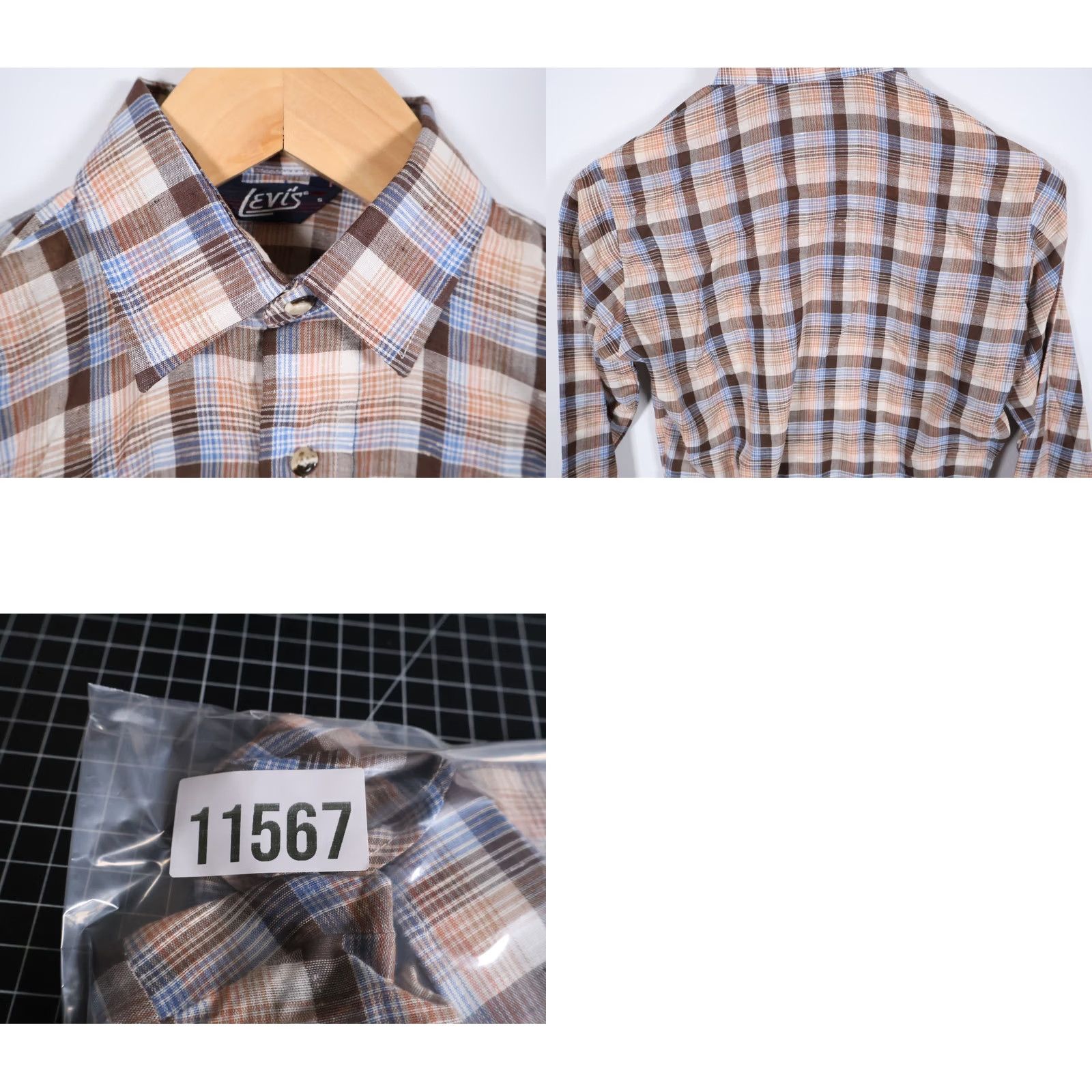 Levi's VINTAGE Levi's Shirt Men's Small Brown Orange Plaid White Tab Grunge Thin Fabric 70s Size US S / EU 44-46 / 1 - 9 Thumbnail