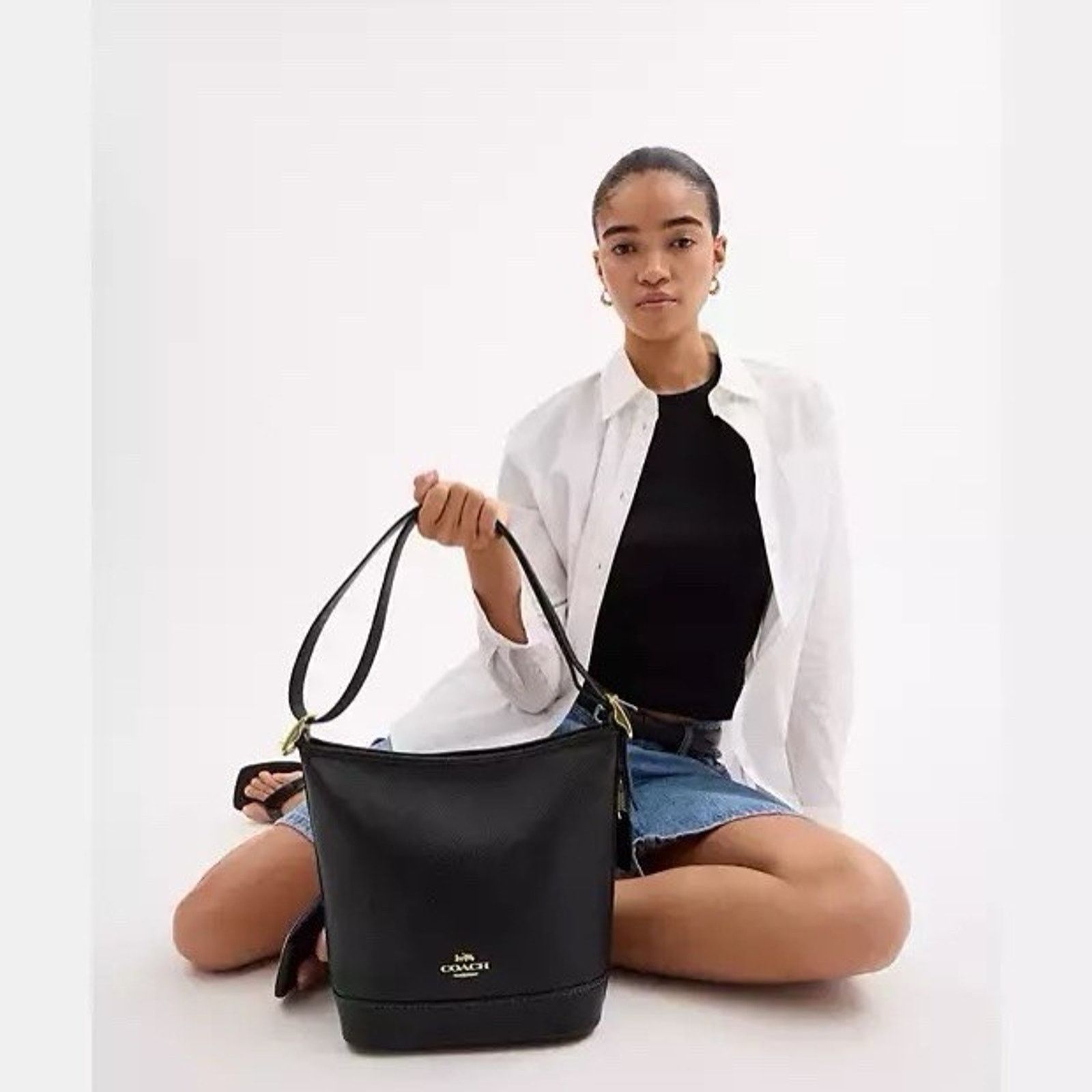 Coach NWT Coach Jude Bag Gold/Black Refined pebble leather CBH18 Size ONE SIZE - 10 Thumbnail