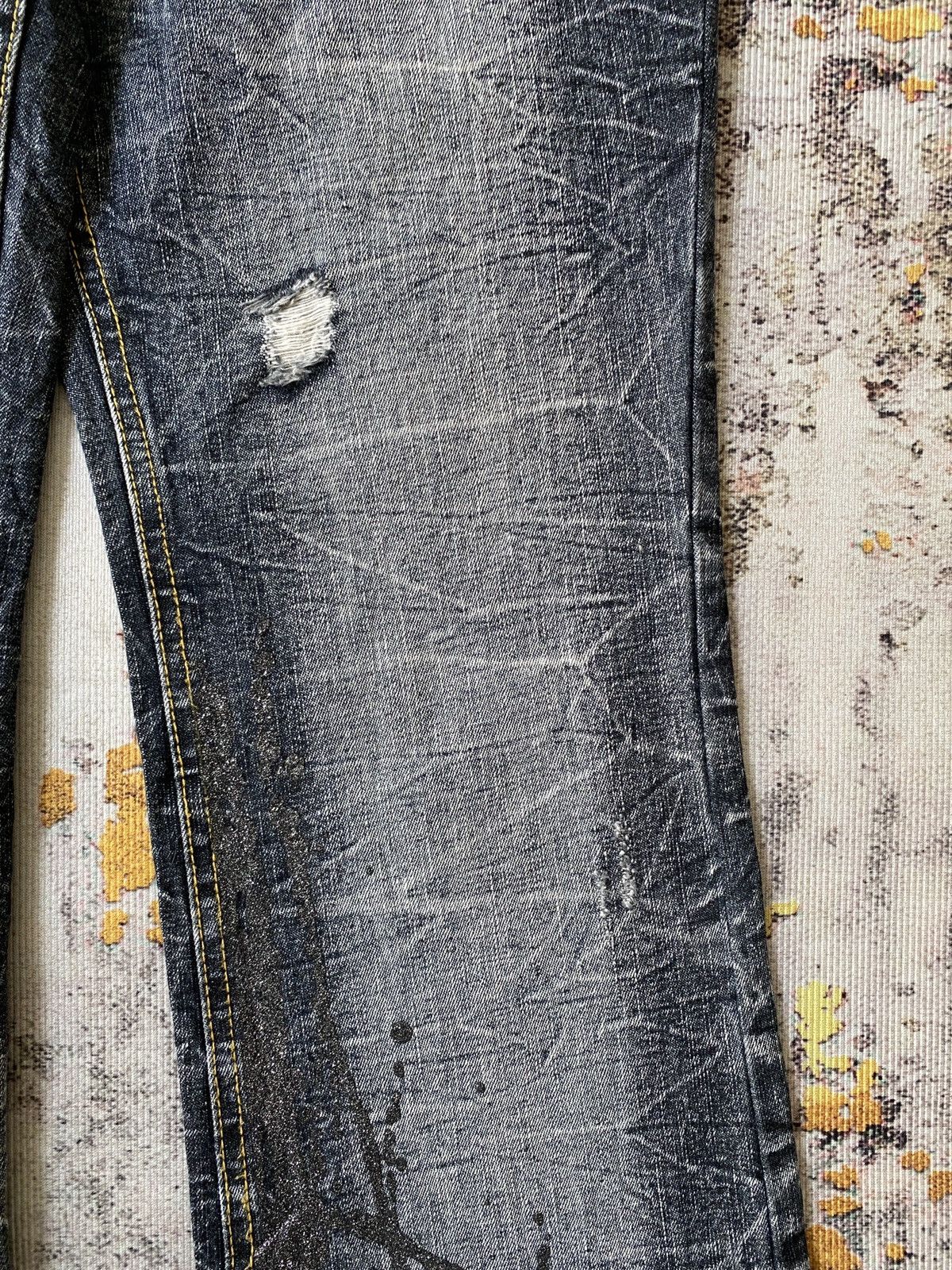 Japanese Brand Lowbox Premium Claws Mark Honey Comb Distressed Flare Denim Size US 32 / EU 48 - 9 Thumbnail